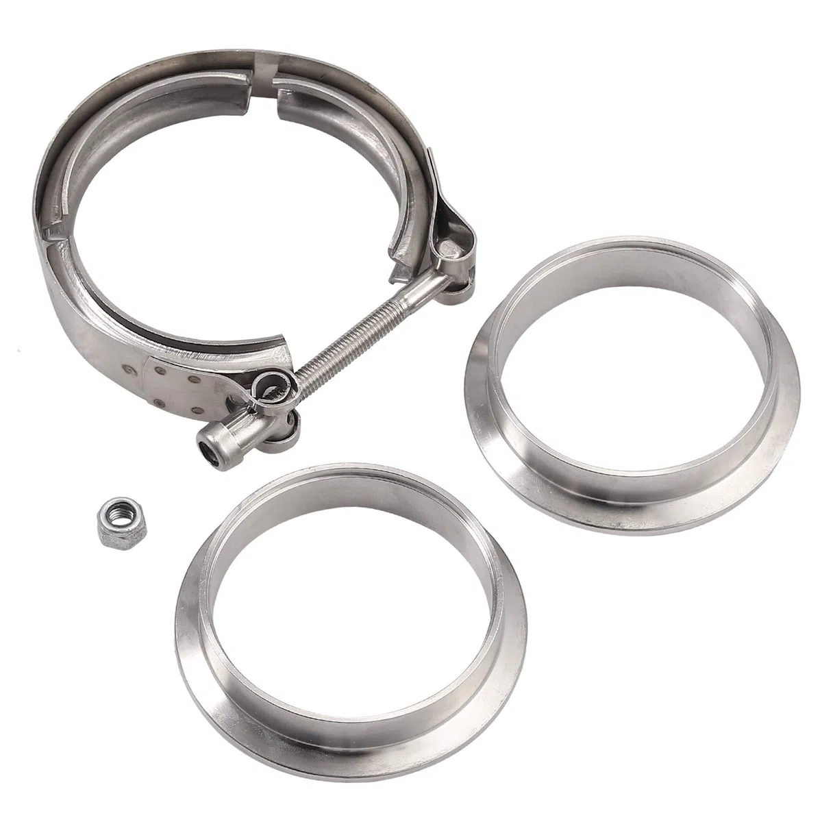 Auto Auspuff V Bandschelle Kit 76 mm 3 Zoll Edelstahl V Band Schelle 4x Anschweissringe Flansch Kit