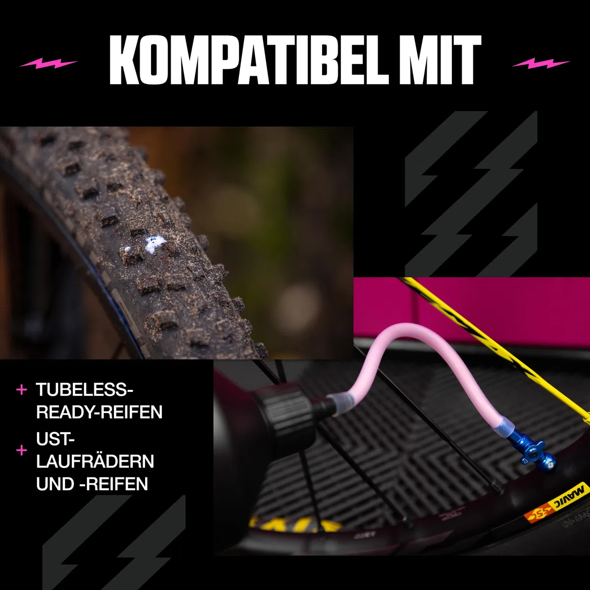 Muc Off No Puncture Hassle Tubeless Sealant Reifendichtmittel, 1 l - Hochwertiges Reifendichtmittel für Schlauchlose Fahrradreifen mit UV-Tracer-Farbstoff, Dichtet Risse und Löcher Bis Zu 6 mm ab