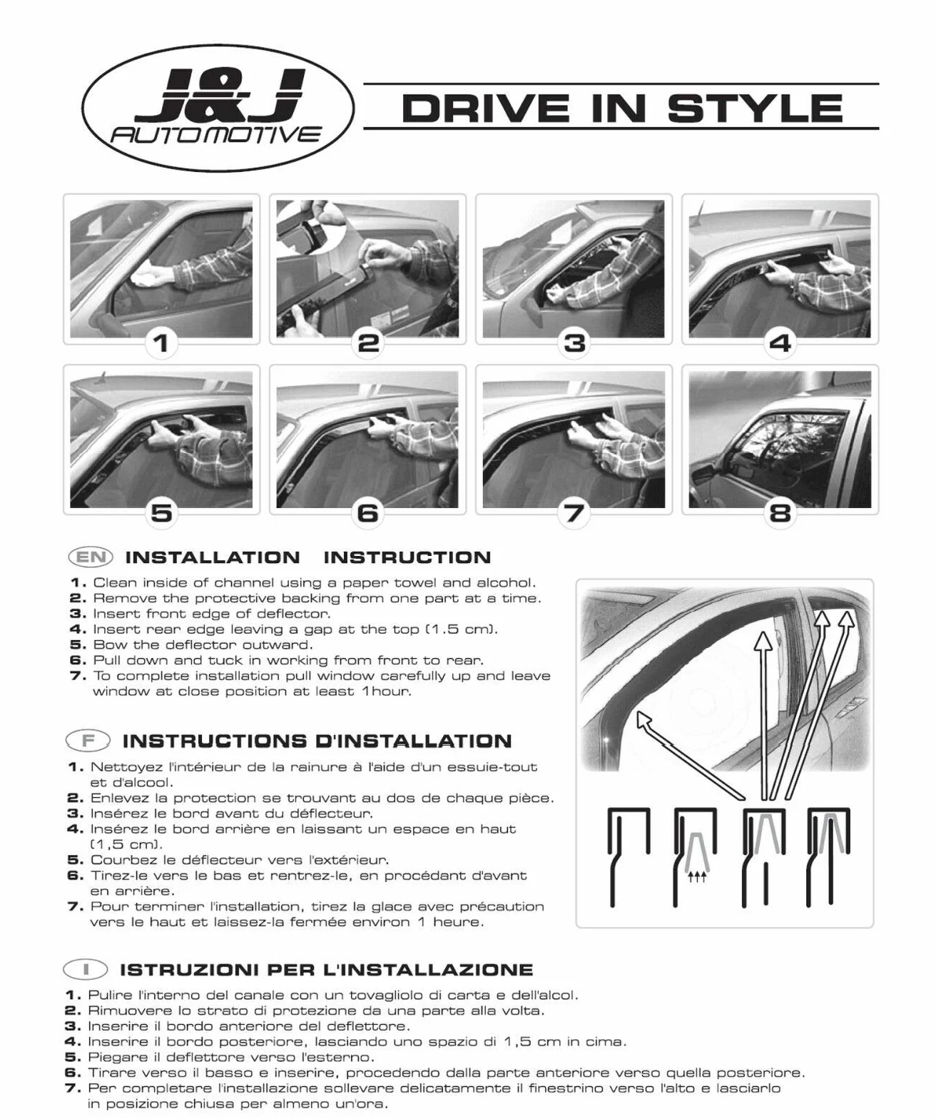 J&J AUTOMOTIVE Windabweiser passend für Peugeot 308SW Kombi 2014-2021 4tlg, Heko Regenabweiser Vorne Hinten Getönt Dunkel Passform