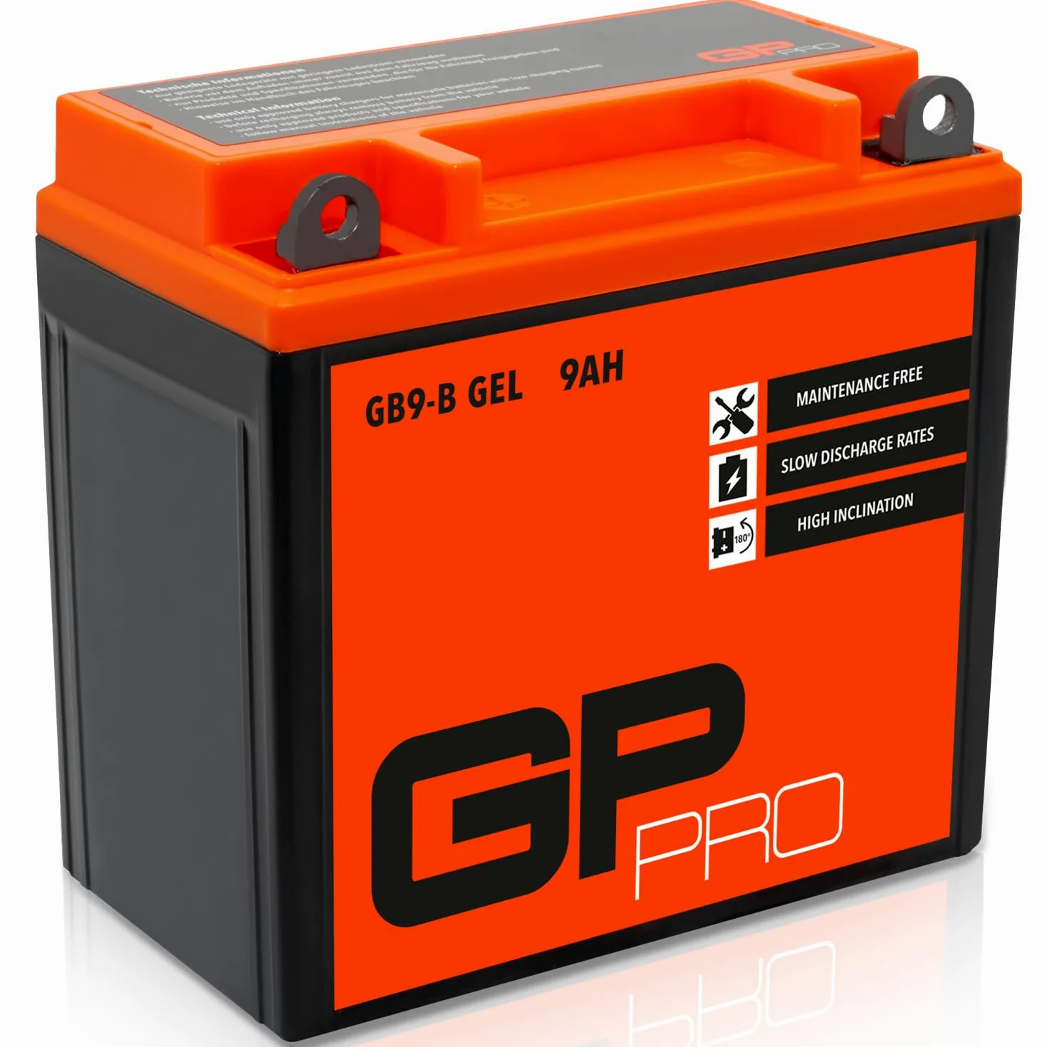 GP-PRO Gel-Batterie 12V 9Ah GB9-B Rollerbatterie/Motorradbatterie, wartungsfrei versiegelt vorgeladen ähnlich YB9-B / CB9-B