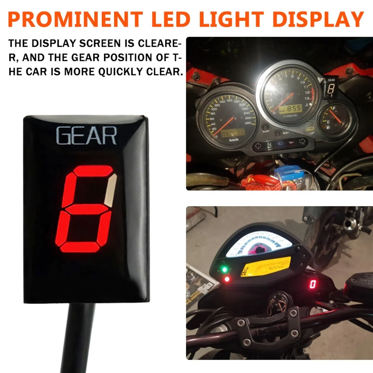 Ganganzeiger for, for YZF R6S 2006–2009, YZF-R6, YZFR6, YZF R6 2001–2013, 2014, 2015, 2016, Motorradzubehör, Ganganzeige-Anzeige(Red)