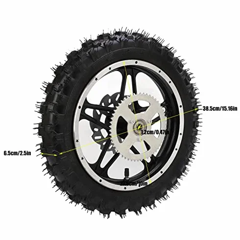 Dirt Bike Hinterrad, Motorrad Hinterrad Gummi Metall 2.5-10 mit Disc Ritzel Lager Felge Reifen Montage für Mini Pit Bike