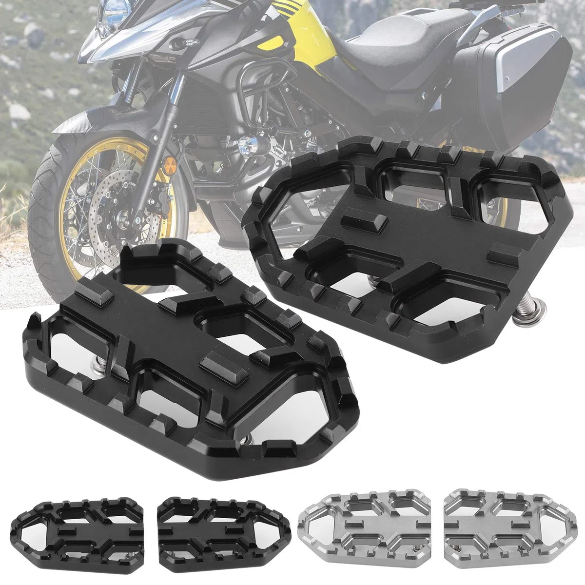 KIMISS Motorradpedal, 1 Paar Motorrad-Sicherheitsfußstütze CNC-Fußplatten aus Aluminiumlegierung Pedale Passend für DL650 DL1000 V-Strom 650XT / 1000XT(Titan)