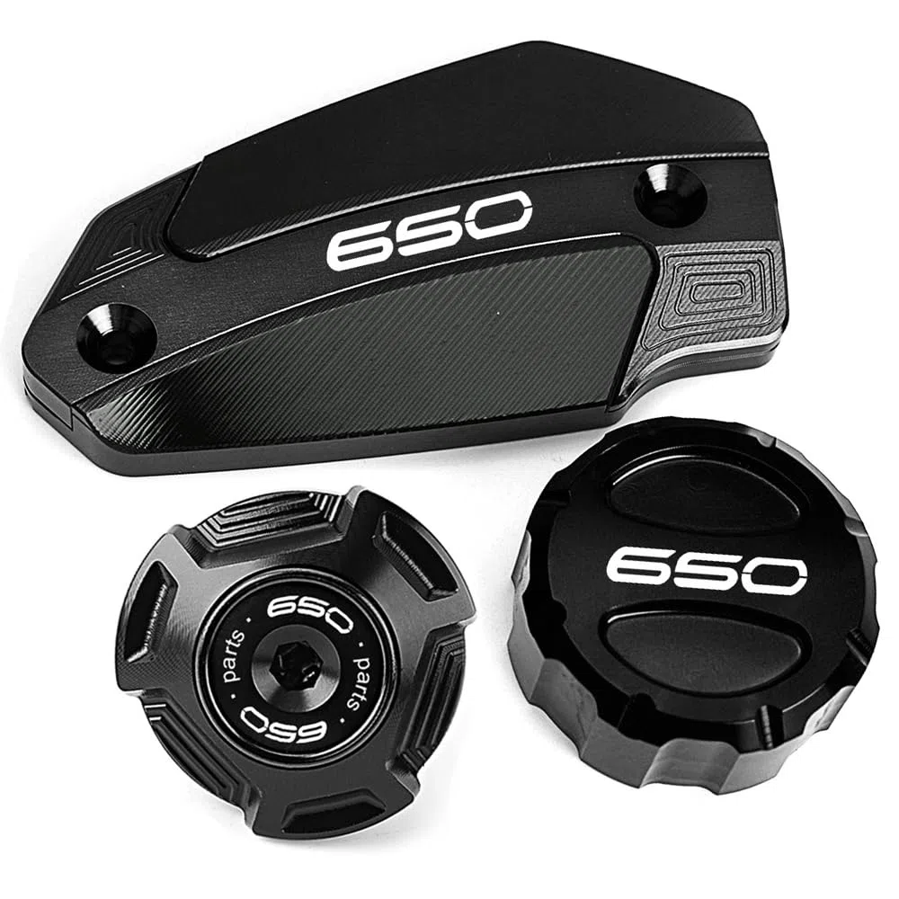 Für KAWASAKI Z650 Z 650 RS Ninja650 ninja 650 2017-2025 Versys650 Aluminium Zubehör Motorrad Vorne Hinten Abdeckung des Bremsflüssigkeitsbehälters Motoröl-Einfülldeckel Beschützer (Schwarz)