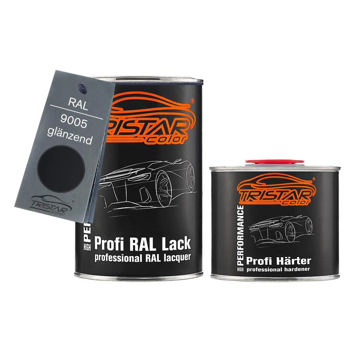 TRISTARcolor RAL 9005 Tiefschwarz glänzend 2K Autolack 1,5 Liter / 1500 ml Dose inkl. Härter
