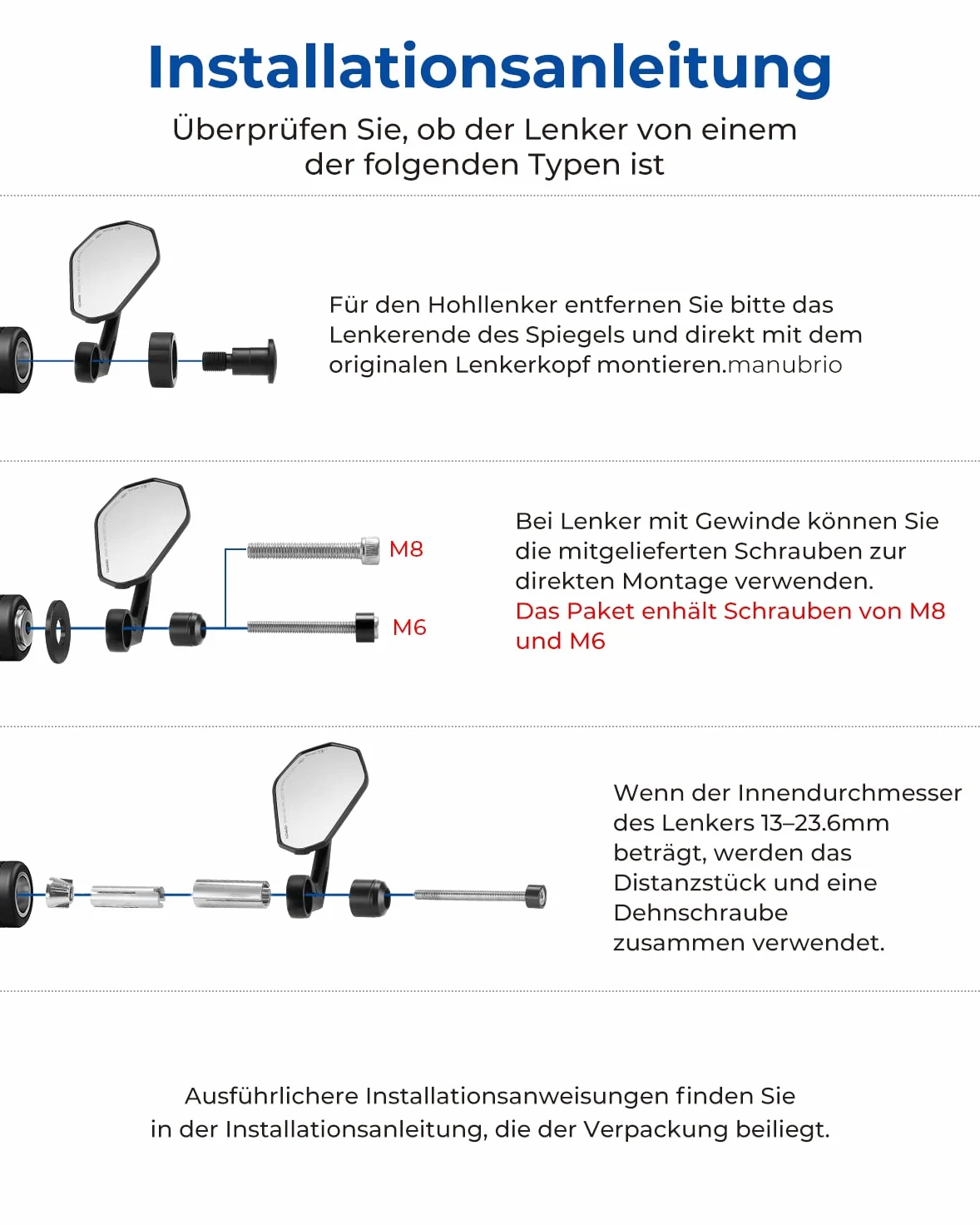 KEMIMOTO CNC Lenkerendenspiegel E-geprüft, 360°Drehbare Motorrad Spiegel 7/8" 22mm Motorradspiegel, Seitenspiegel für Lenker, Rückspiegel Motorrad kompatibal für CB125R Duke 690(2 Stücke)