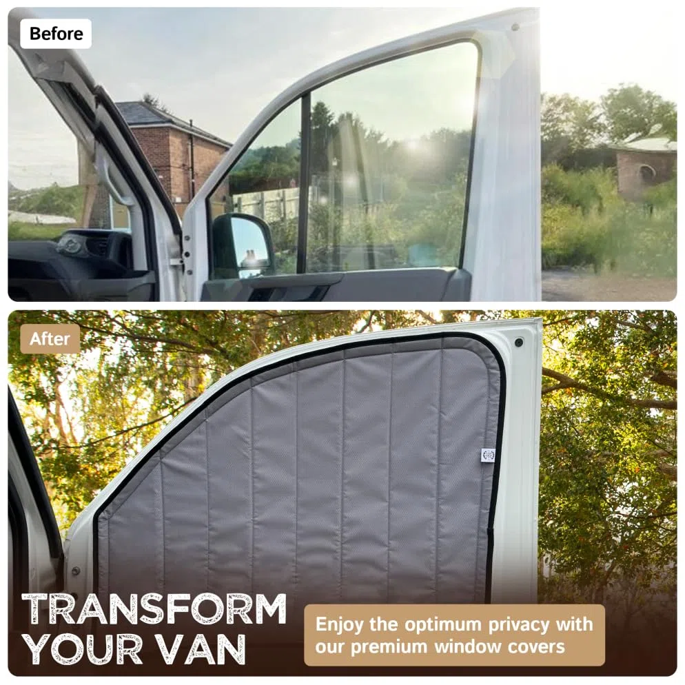 Living in a Bubble Isolierte verdunkelnde Frontscheibenabdeckungen für Volkswagen Crafter 2017 und höher (Driver/Passenger Door 2017-Current)