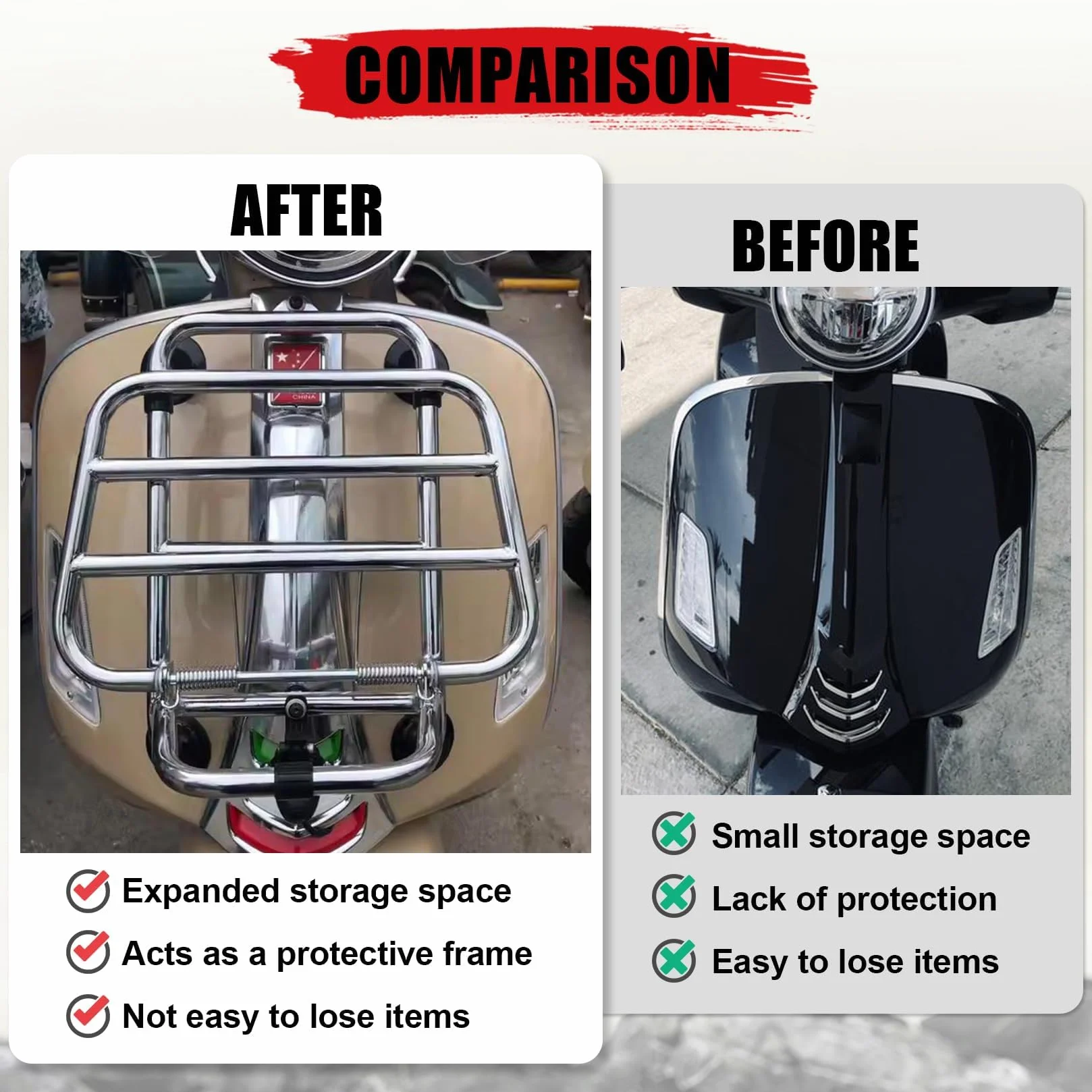 Vorderer Gepäckträger für Vespa GTS 300 125 200 250 2018-2025,PSLER Gepäckträgerregal Gepäckhalterung Motorradteile(Silber)