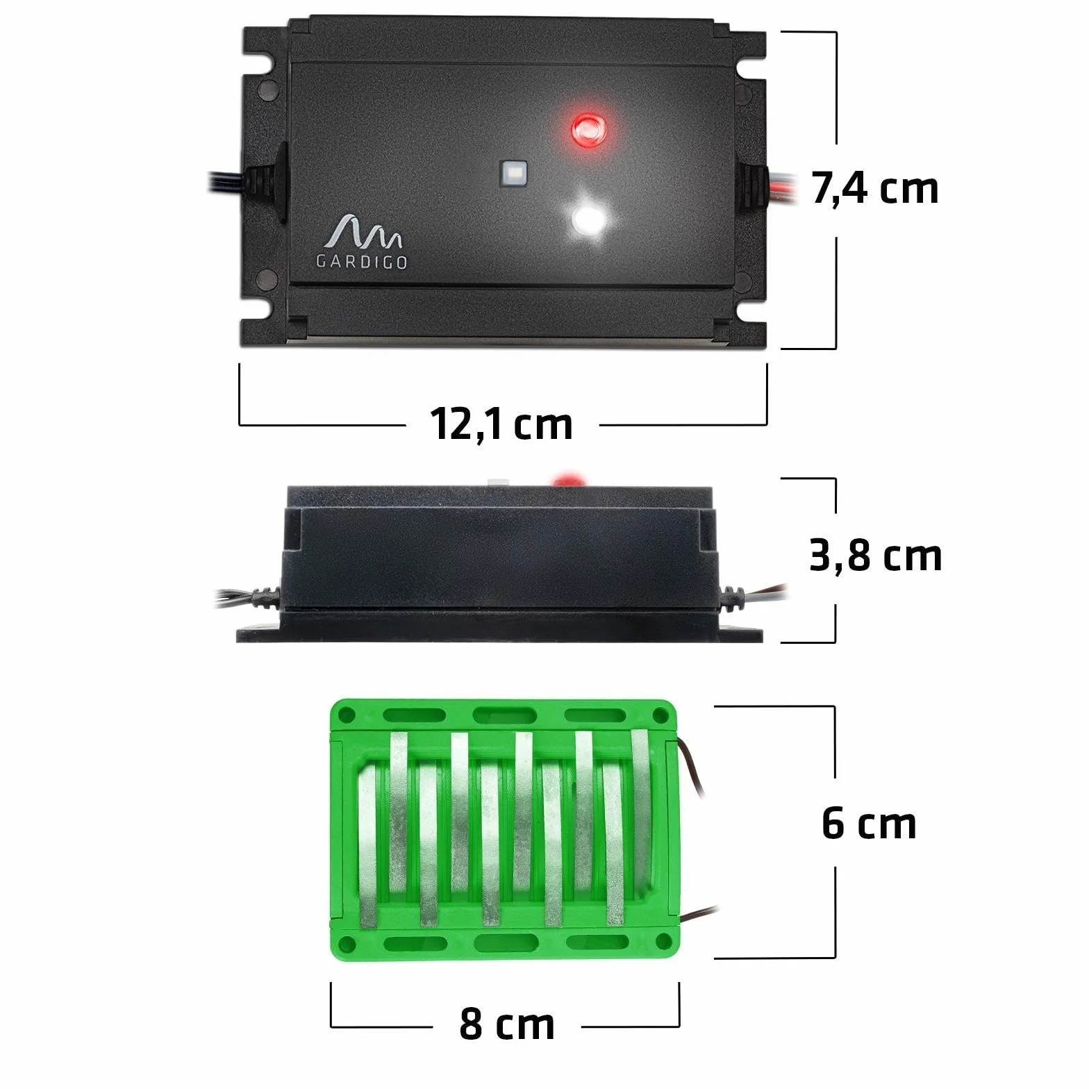 Gardigo® Marderschreck Auto Stromschlag | 3-fache Marderabwehr durch Ultraschall Blitzlicht und Elektroschock | Marderschutz im Motorraum | IP65 | Anschluss an Autobatterie | 400V | 12-24 kHz