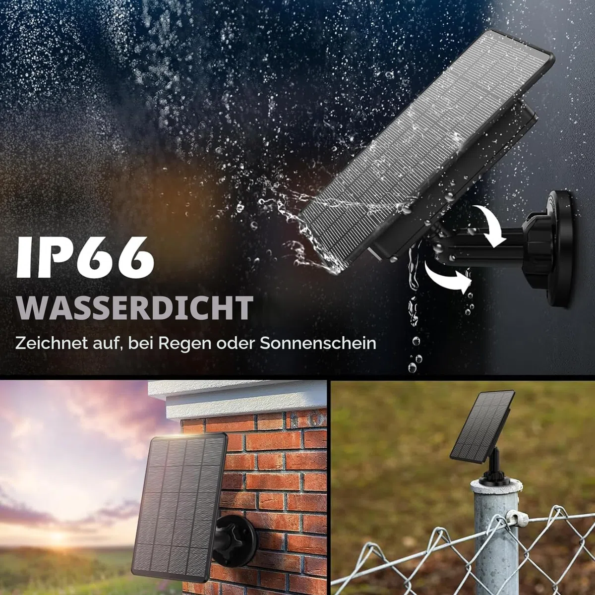 Solarpanel 12V/1A 6V/2A mit integriertem wiederaufladbarem Lithium-Akku mit 4000 mAh IP66, Jagdzubehör, kompatibel mit Jagdspielkameras oder Hirschfutterautomaten (2 Stück)