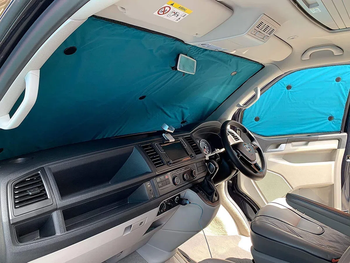 Fensterrollo-Set Kombatibel Mit Peugeot Rifter (2018-Date)(Komplettset XLWB + Heckklappe) Rückenfarbe in Anthrazit, Reversibel und Thermisch