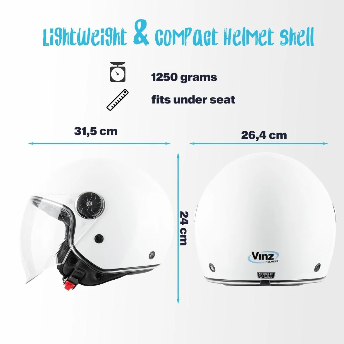 VINZ Tobia Jethelm mit Doppelvisier | Roller Helm mit Sonnenblende | In Gr. XS-XXL | ECE 22.06 Zertifiziert | Motorradhelm mit Visier |Viele Farben Erhältlich