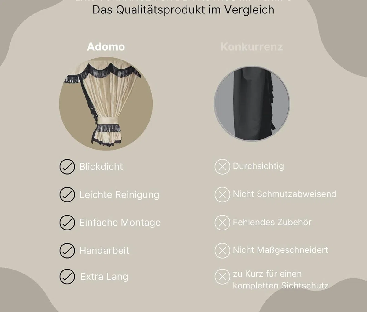 LKW Gardinen für DAF XG DAF XG+, beige-schwarz