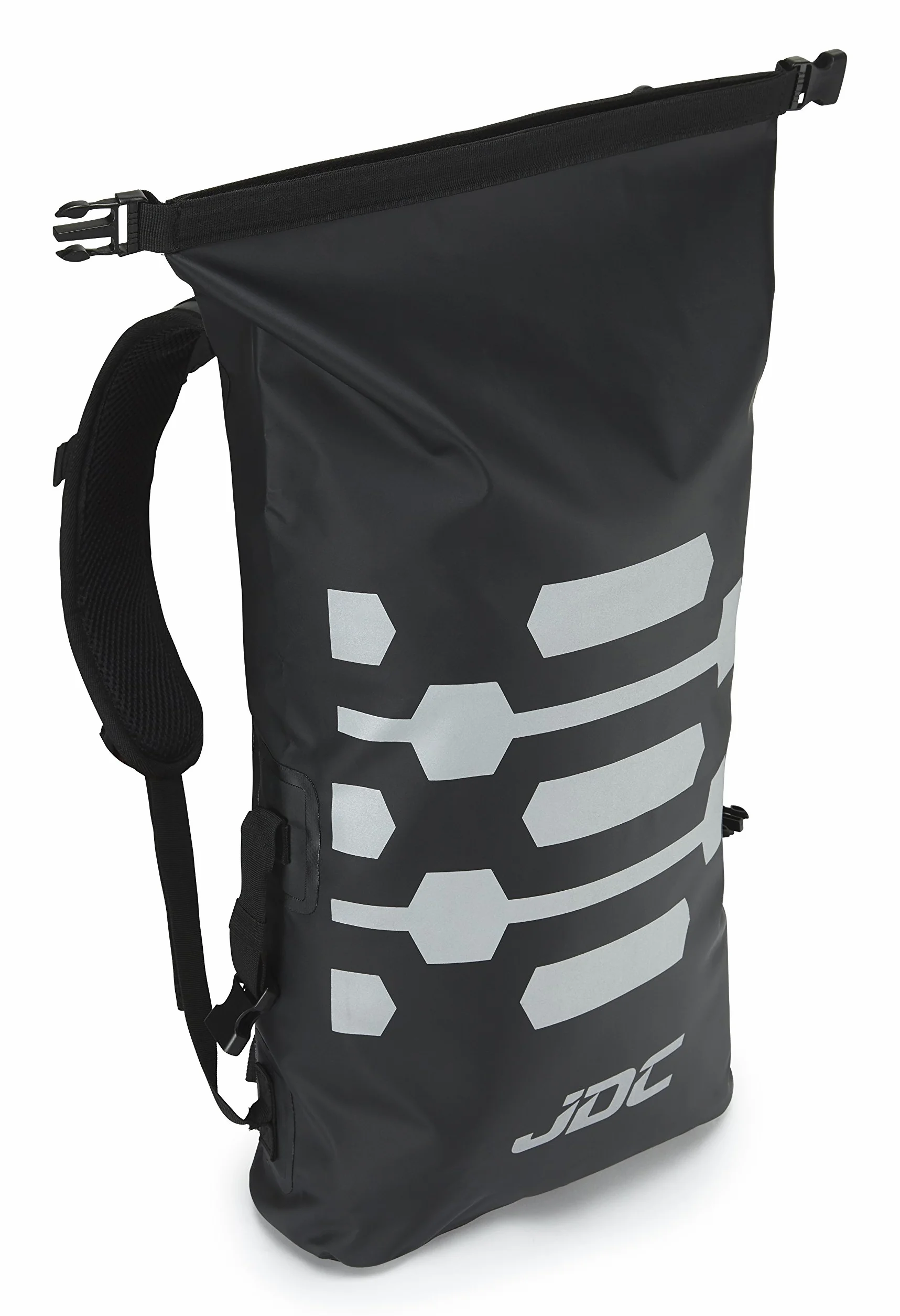 JDC Motorrad Rucksack 100% wasserdichte Reflektierend Tasche 30 L - Reflector - Schwarz