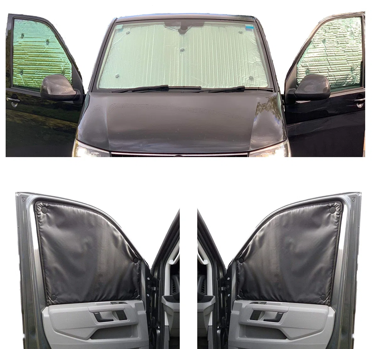Fensterrollo-Set Kombatibel Mit Peugeot Rifter (2018-Date)(Komplettset XLWB + Heckklappe) Rückenfarbe in Anthrazit, Reversibel und Thermisch