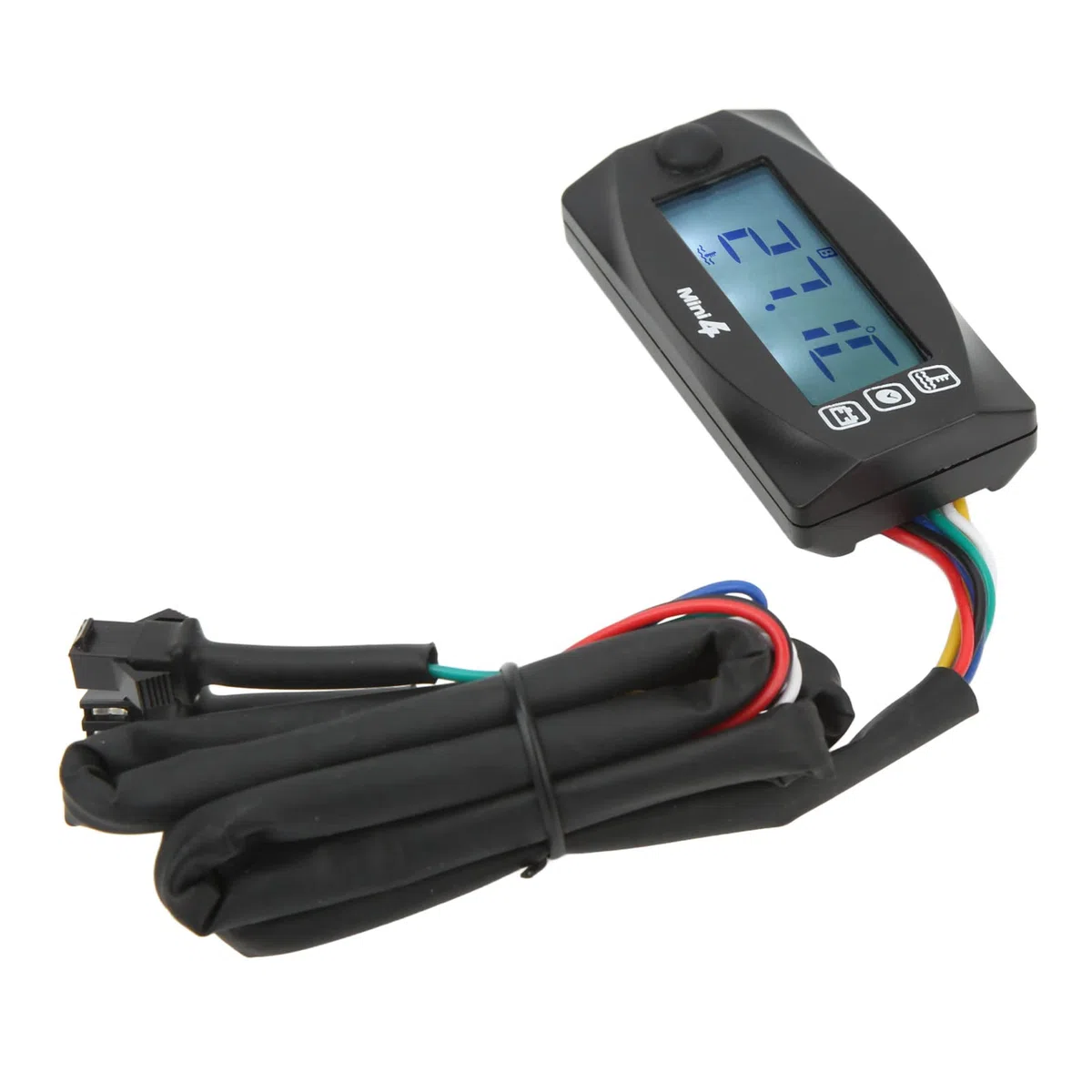 Motorrad-Öltemperaturanzeige, Präziser 4-in-1-LCD-Bildschirm, Einheitliche Digitalanzeige, Wasserdichte Motorrad-Spannungstemperaturanzeige, Dünn für Motorräder (M12x1,5)