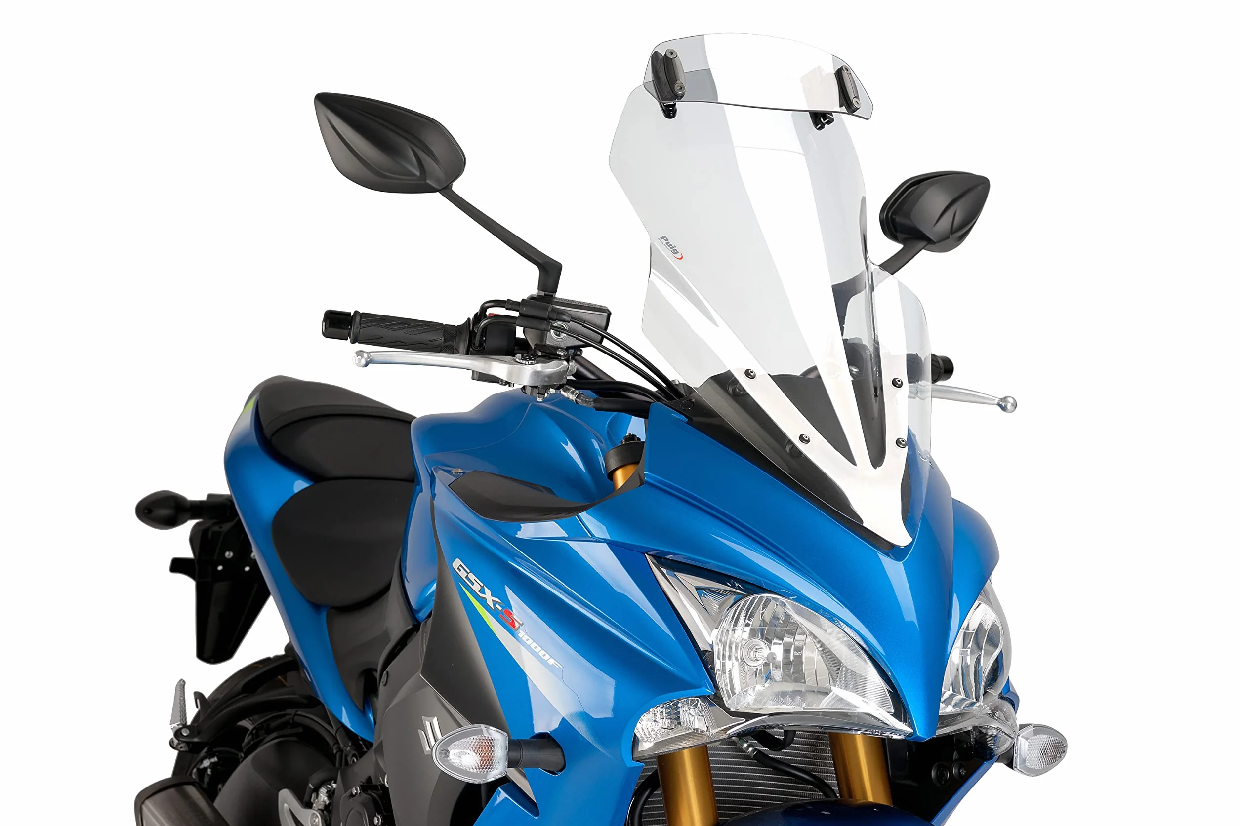 Puig 6320W Multiverstellbarer Clip-on Windabweiser für Motorradscheiben mit Positionsverstellung und robustem Design zur Verbesserung des aerodynamischen Schutzes, Transparent