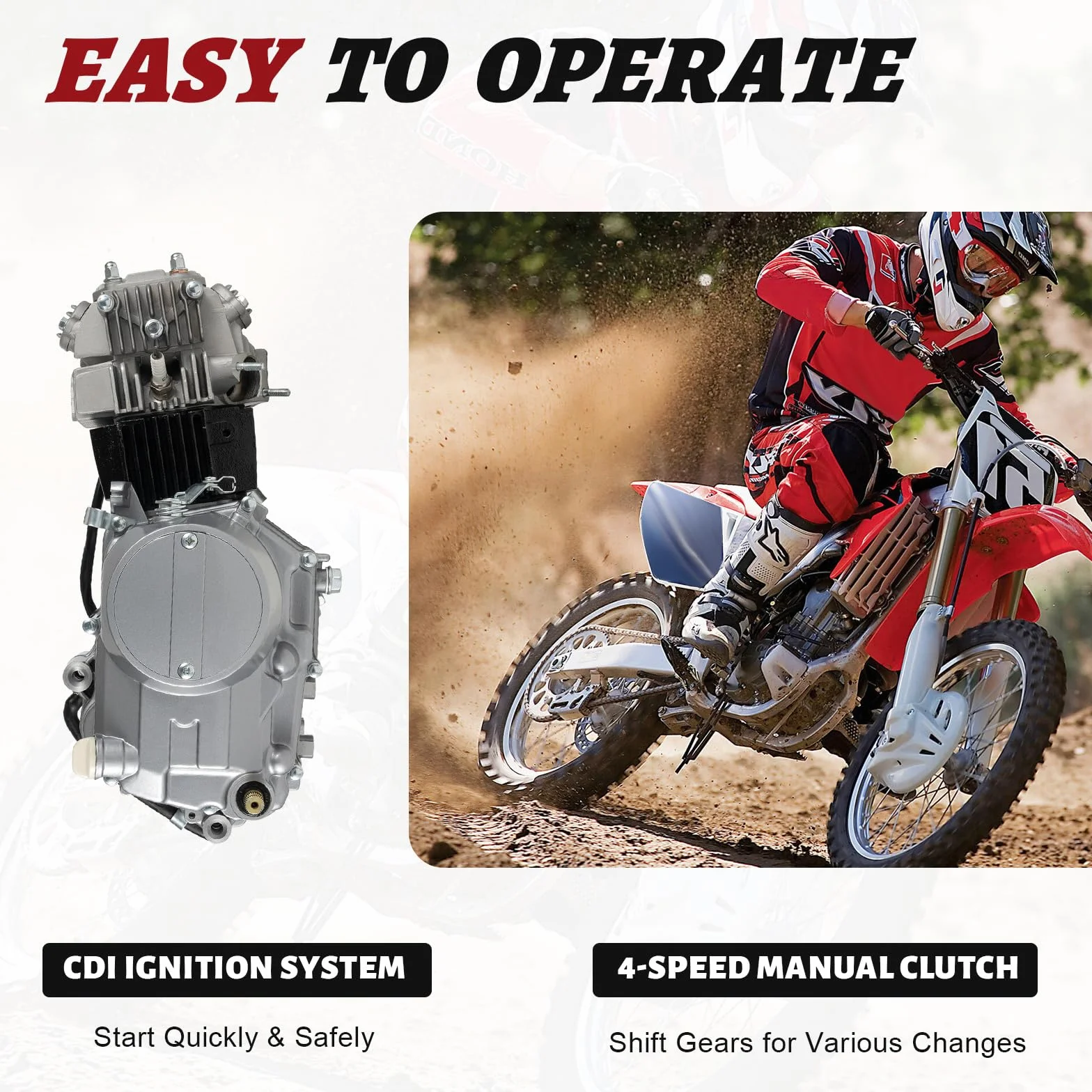 125ccm Motor 4 Takt Motor 4-Gang Handkupplung Motor Pitbike Motor CDI Einzylinder 125cc Motor Dirt Bike Engine Kickstarter 125ccm Motor 9.0:1 Verdichtungsverhältnis & PZ16J Vergaser