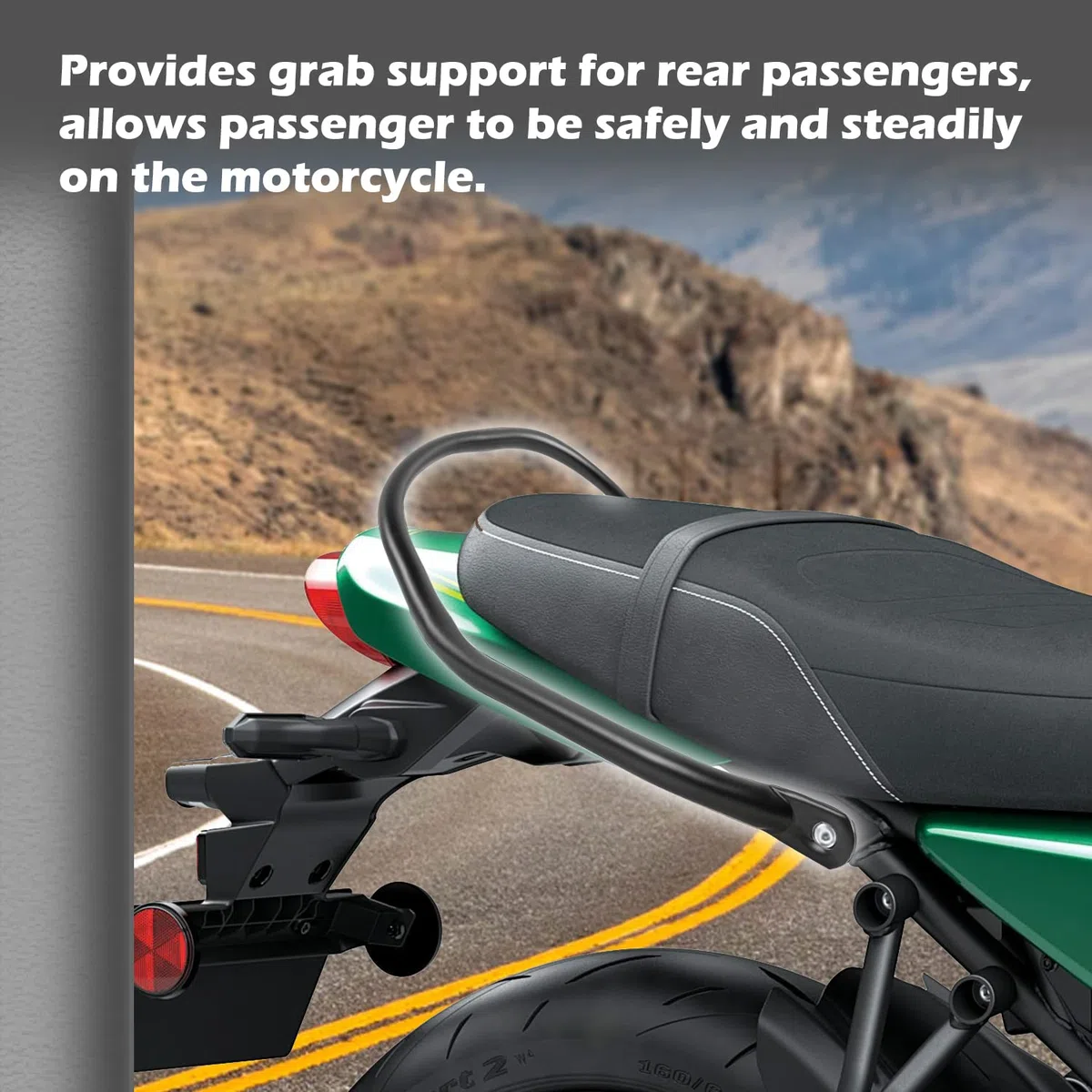 Motorrad Z650RS Beifahrer Sozius Haltegriff Großer Sitz Seitenhandlauf Heckarmlehne Griffe Kit Kohlenstoffstahl für Z 650 RS Z650 RS Z-650-RS 2021 2022 2023 21-23 (Schwarz)