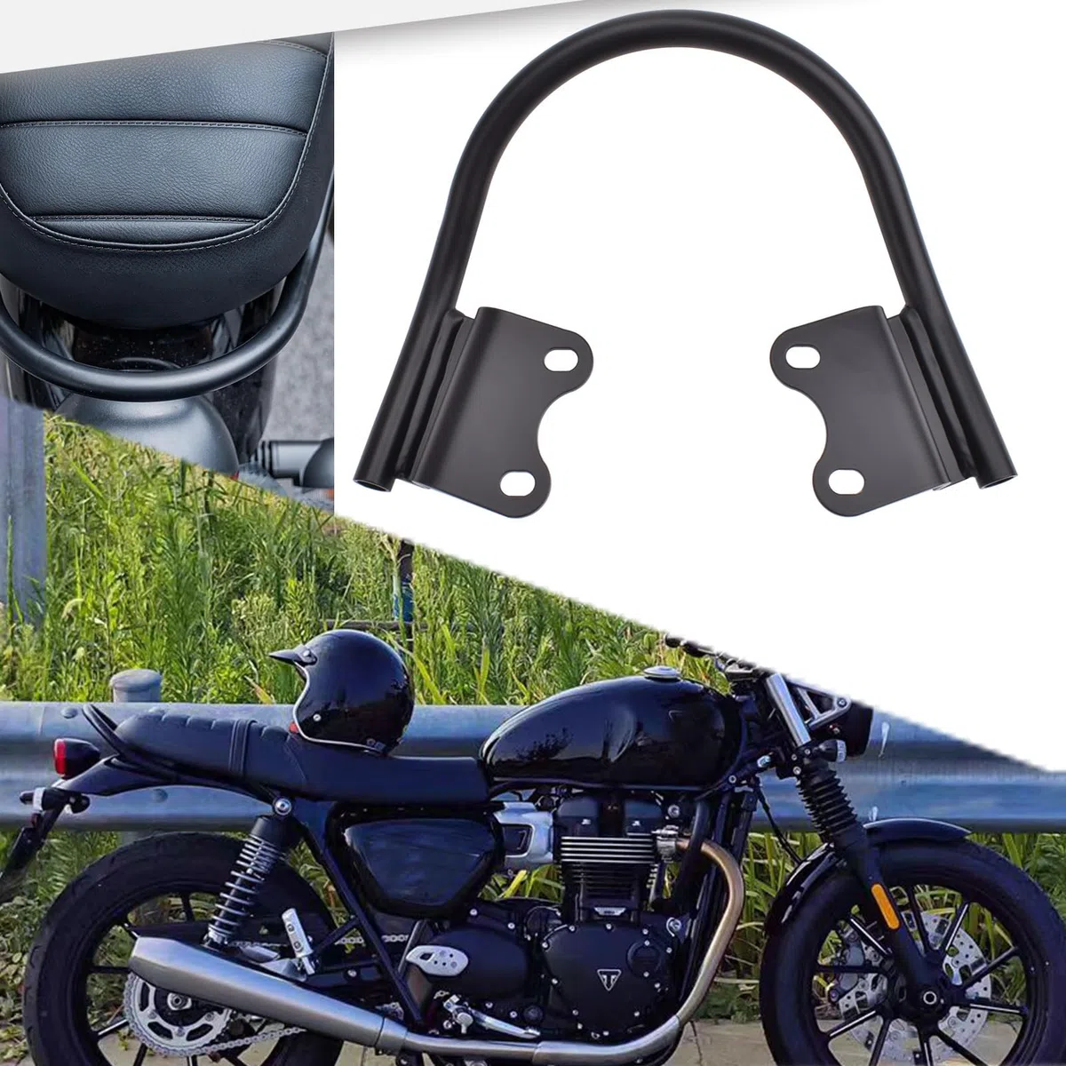 Motorrad Passagier Rücksitz Haltegriff Griff Sitz Armlehne Griff Gepäckträger fit for Tri&um&ph Street Twin 900 2016-2023 Speed Twin 900 Zubehör 2023-2024