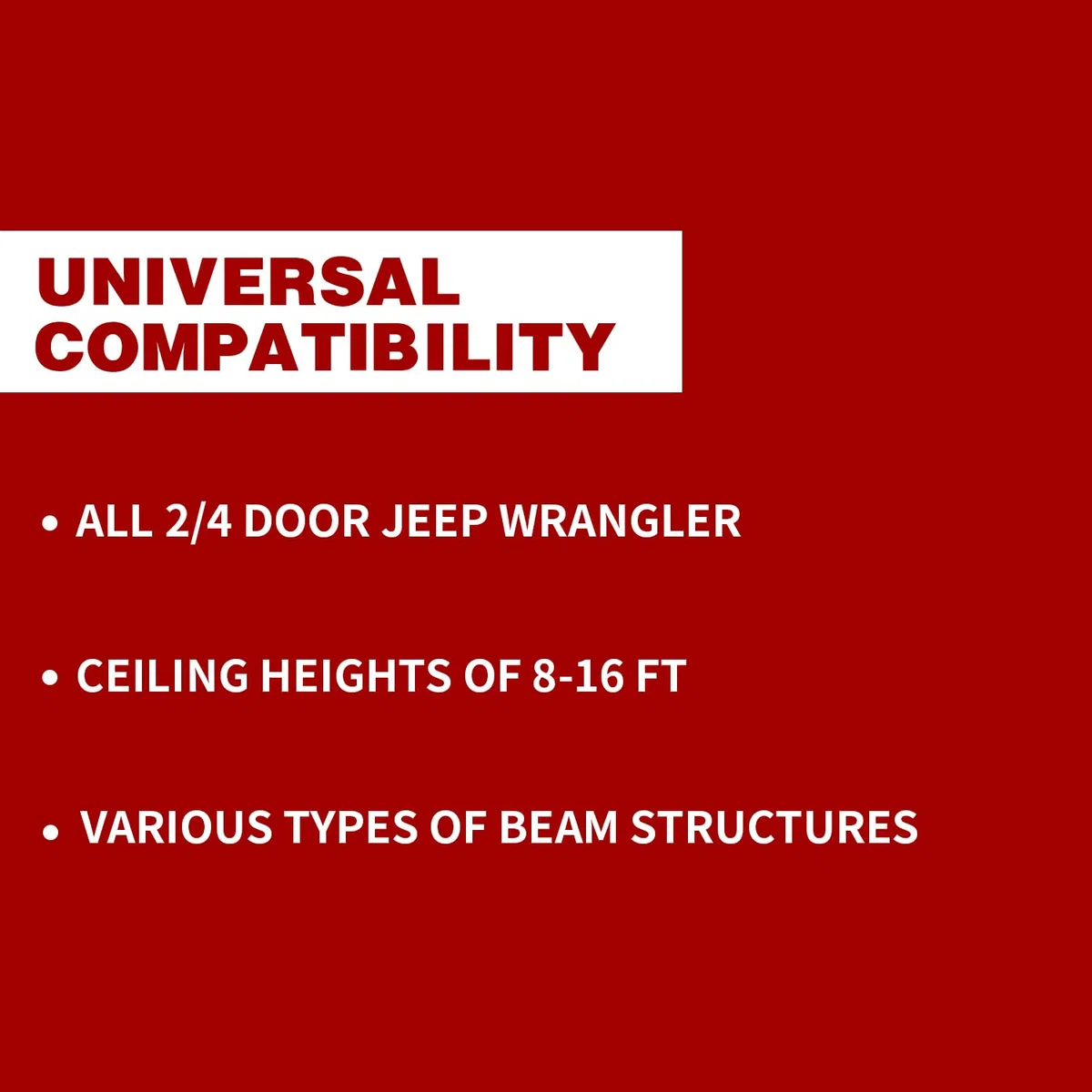 Hard Top Removal Lift für Jeep Wrangler, kompatibel mit allen Jeep Wrangler JK JL Modellen, einfache Ein-Personen-Bedienung, Dach Hardtop Hebezeug mit Anti-Drop-System, unterstützt 2,4–4,9 m Decke,