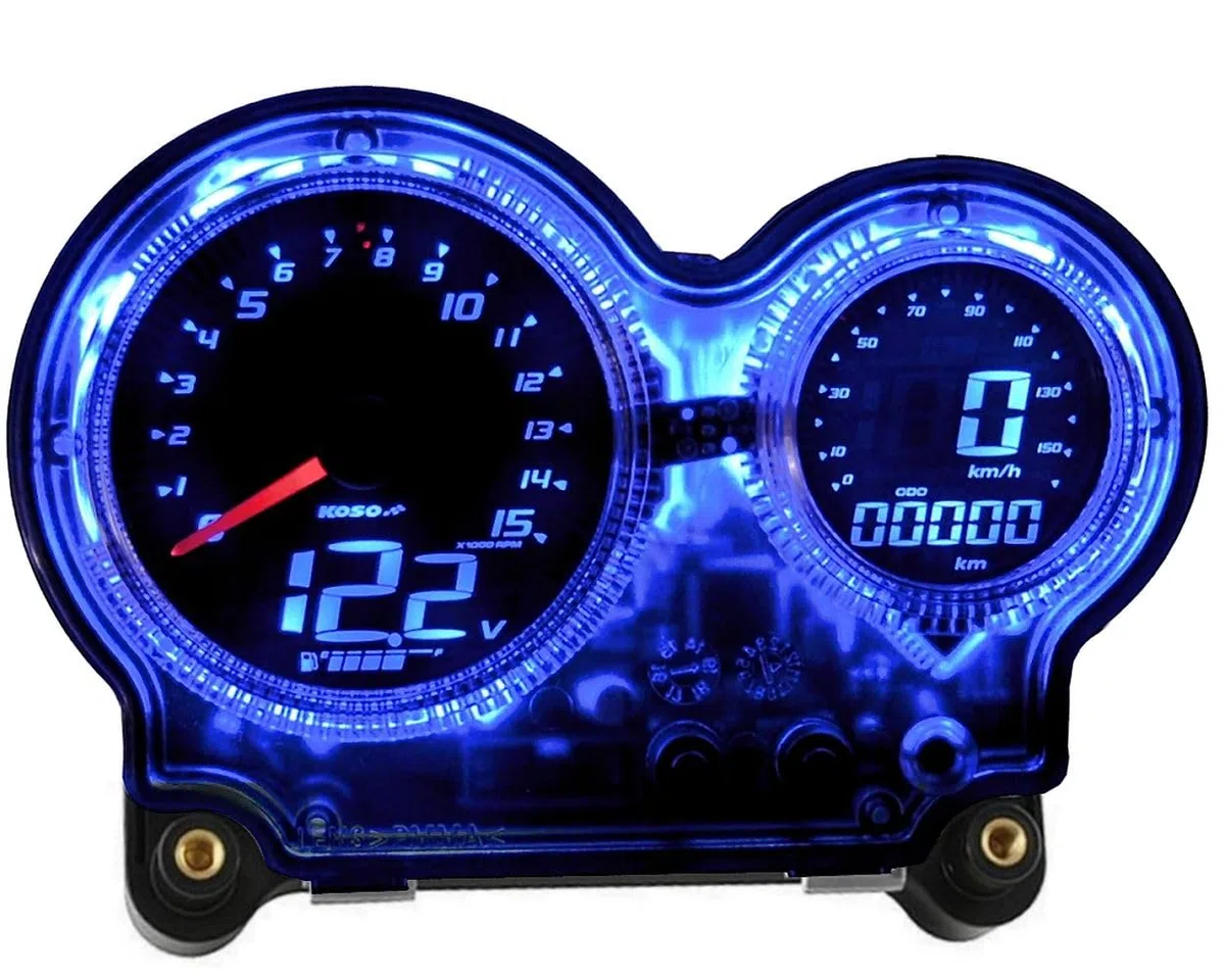 KOSO GP Style EVO Digital Tacho – LED Tachometer Cockpit mit Speed, ODO, Trip & RPM Anzeige – Passend für Yamaha Aerox/MBK Nitro – Digitales Multifunktionsdisplay Motorrad & Roller