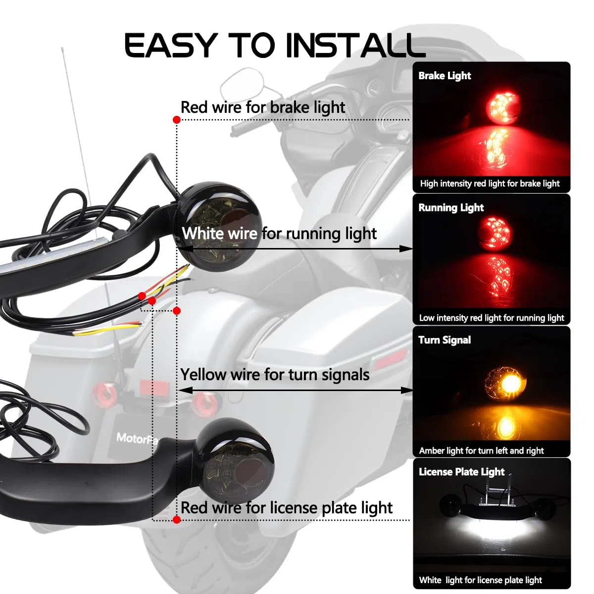 LED-Blinker hinten mit integrierter Lichtleiste, Motorrad-Bremsrücklichter, kompatibel mit Harley Touring Road King Road Glide Special Electra Glide Heritage Softail