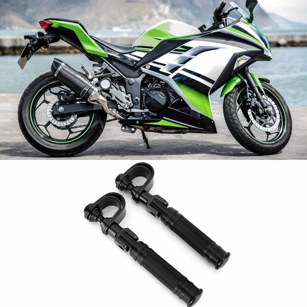 KSTE Motorrad Fußrasten, 25mm Universal Motorrad CNC Fußrasten 90-Grad Klappbare Pedalhalterung Zubehör für Motorräder
