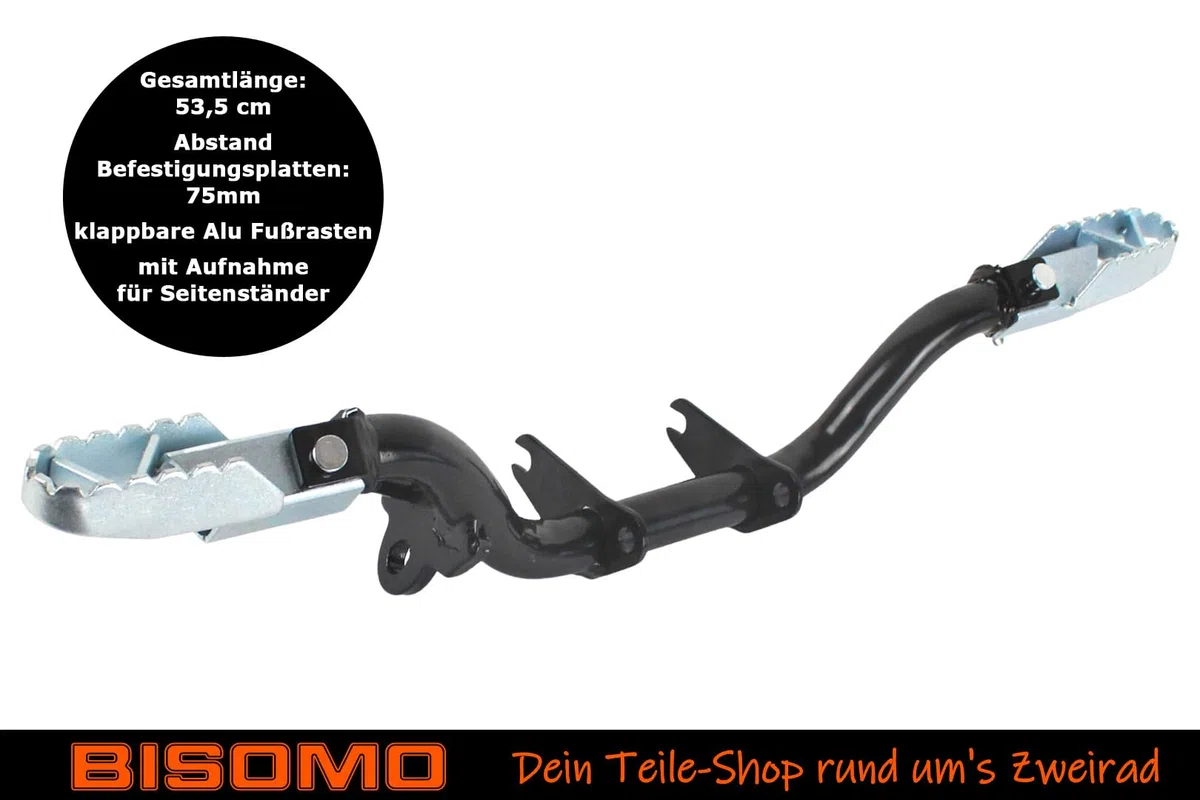 Fußrastenträger Tuning Sport, klappbare Fußrasten mit Halteplatte für Seitenständer, für Simson S50, S51, S70, S53, S83