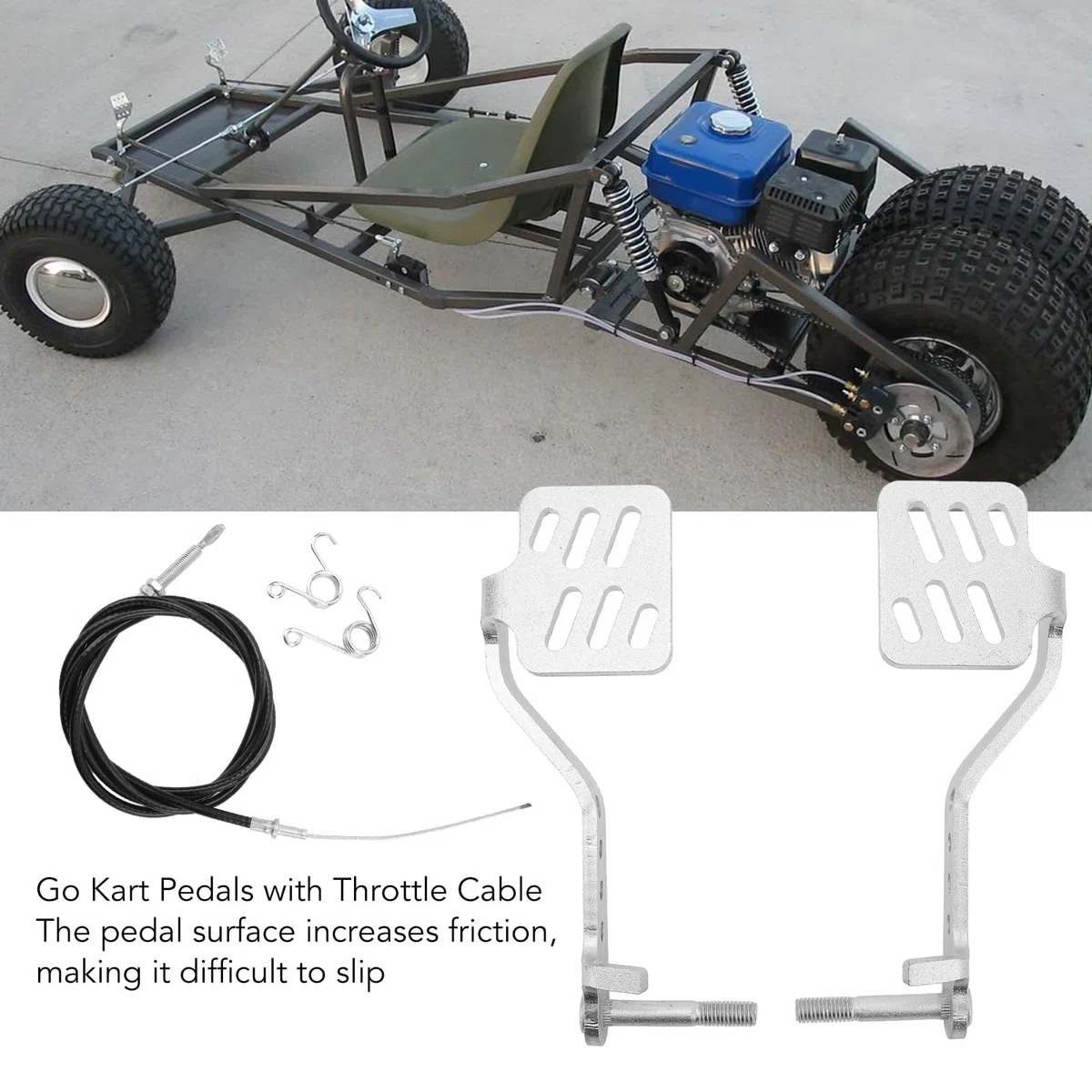 KIMISS 1 Paar Brems-Gaspedale Go-Kart-Pedal-Kit, rutschfeste Oberfläche, Rostbeständig und Einfache Modifikation für 196 6,5 PS Road Rocket, Azusa Fun Kart mit Gaszug