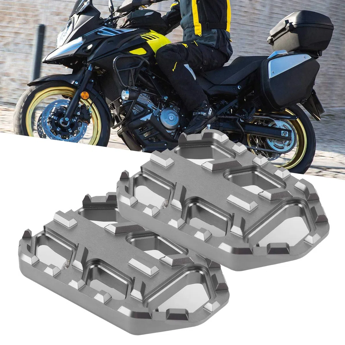 KIMISS Motorradpedal, 1 Paar Motorrad-Sicherheitsfußstütze CNC-Fußplatten aus Aluminiumlegierung Pedale Passend für DL650 DL1000 V-Strom 650XT / 1000XT(Titan)