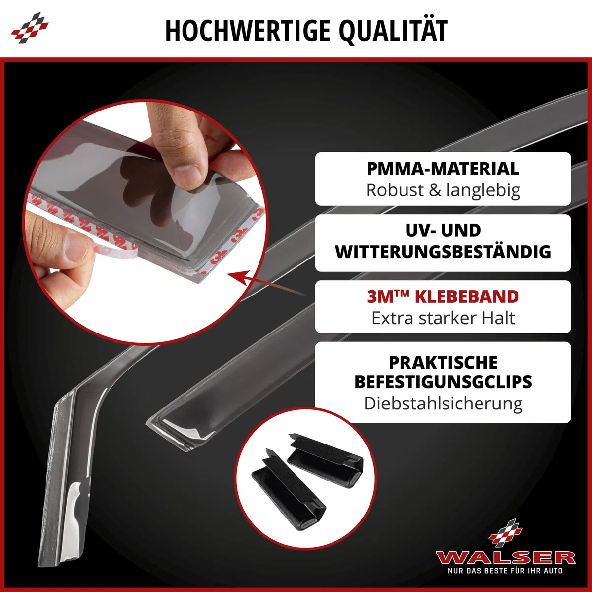 Walser Premium Auto Windabweiser für Ford Transit Courier B460 02/2014-2023, Passform Regenabweiser Set für Fahrer- und Beifahrerseite, Auto Windabweiser 2 STK.