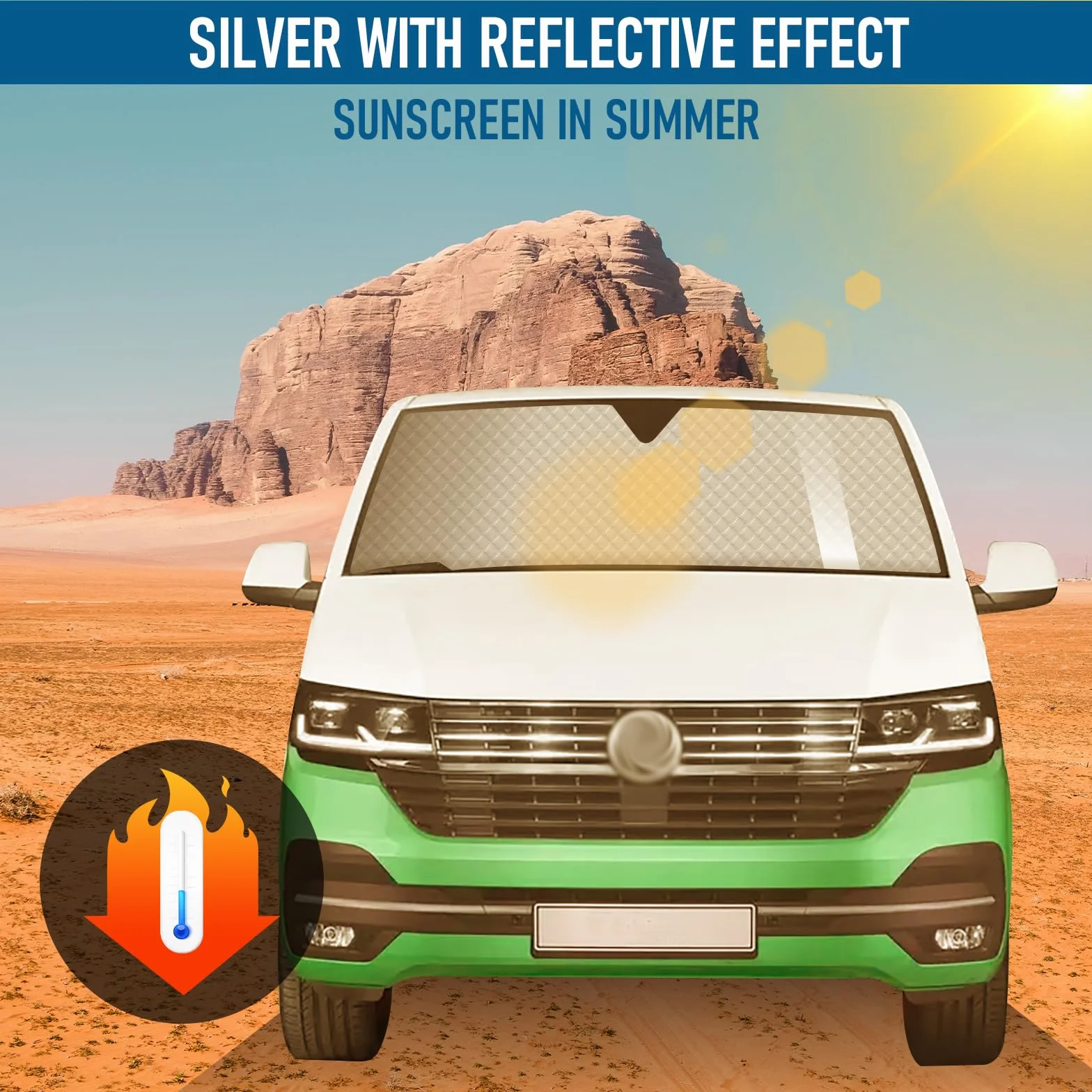 MaxAwe 8-teiliges internes Thermoschutzrollo-Set für VW T4 LWB, luxuriöses Sonnenschutz-Wrap-Abdeckungs-Kit, Windschutzscheiben-Frontabdeckung, sommerlicher UV-Sonnenschutz und Winterisolierung für VW