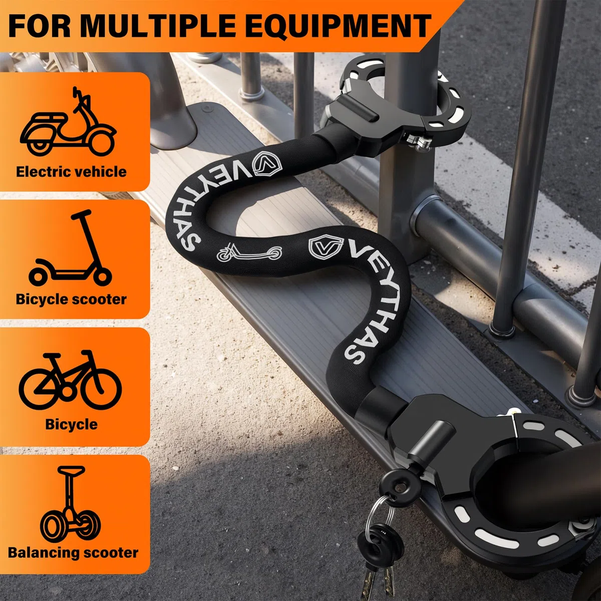 E Scooter Schloss mit Tasche - maximale Sicherheit mit schloss für e scooter,8mm handschellenschloss,90cm e-scooter schloss,Hochfeste Legierungen e roller schloss,für Scooter,Roller
