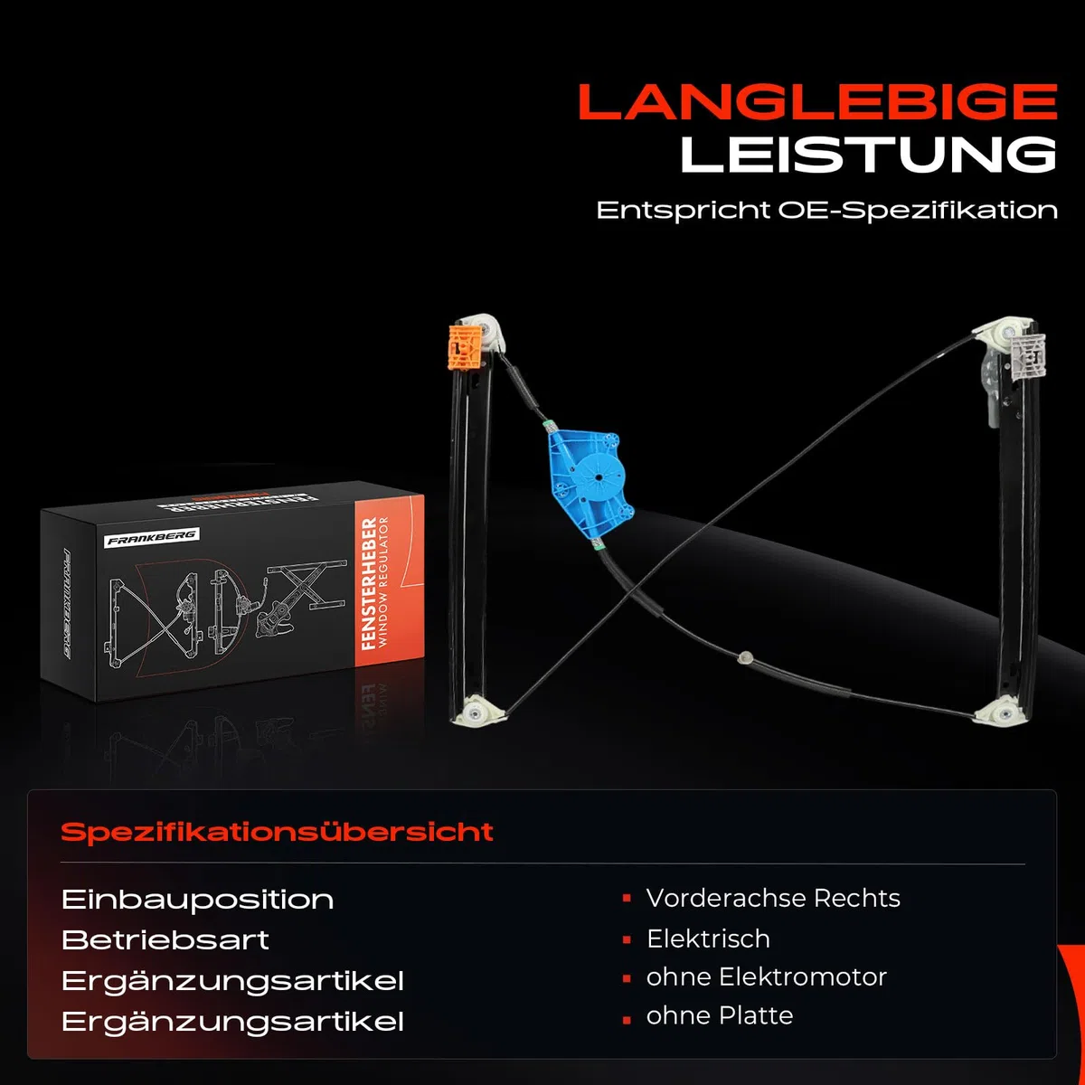 Frankberg Fensterheber Elektrisch Ohne Motor 4/5-Türer Vorne Rechts Kompatibel mit A4 8E2 B6 8EC B7 A4 Avant 8E5 B6 8ED B7 Exeo 3R2 3R5 Limousine Kombi 2000-2018 8E0837462B