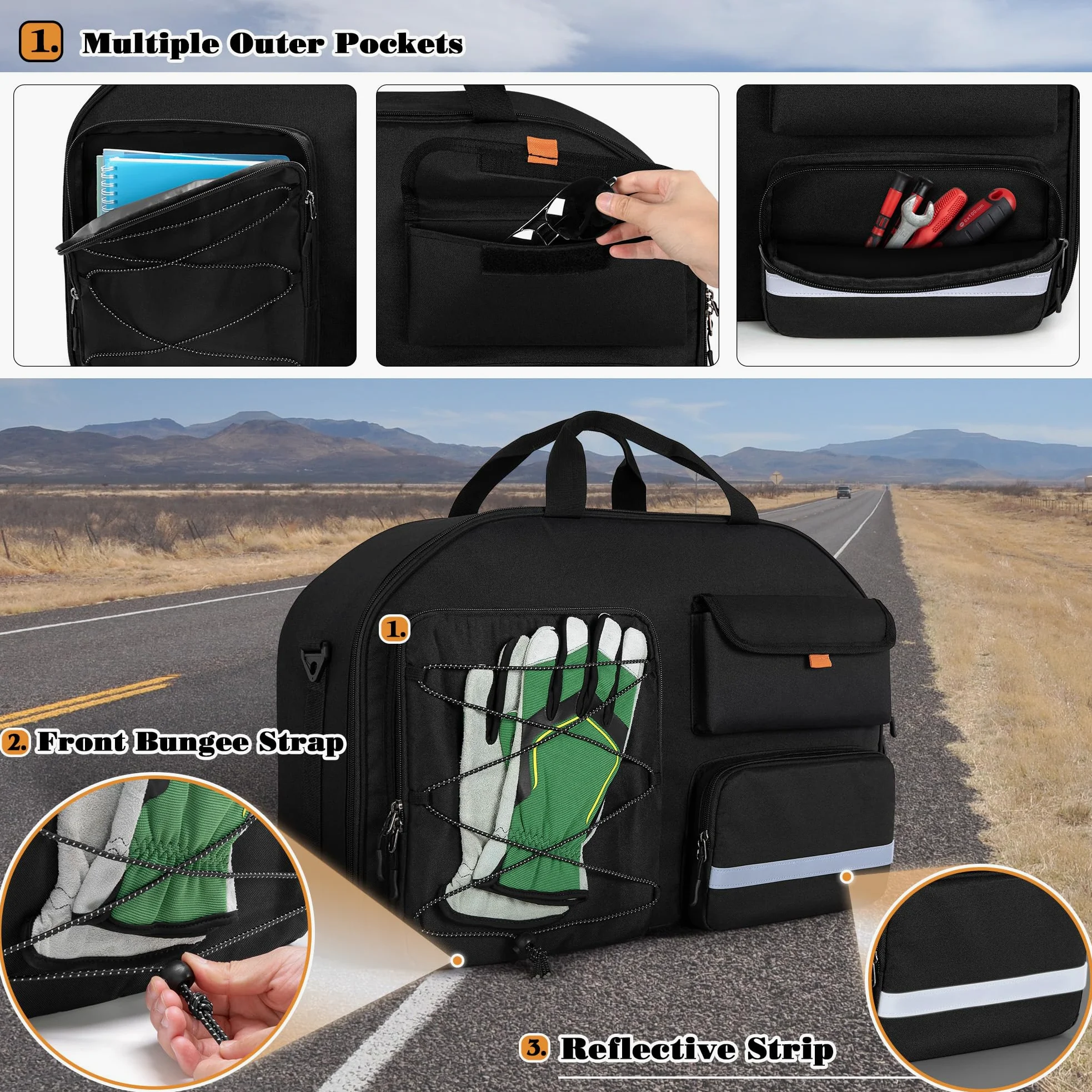 HODRANT Tour Pack Innen Tasche, Motorrad Tourenpaket Organizer Kompatibel mit Street Glide Electra Glide Road King Road Glide Touring Modellen, Gepäck Innen Tasche für Motorrad Kofferraum, NurTasche