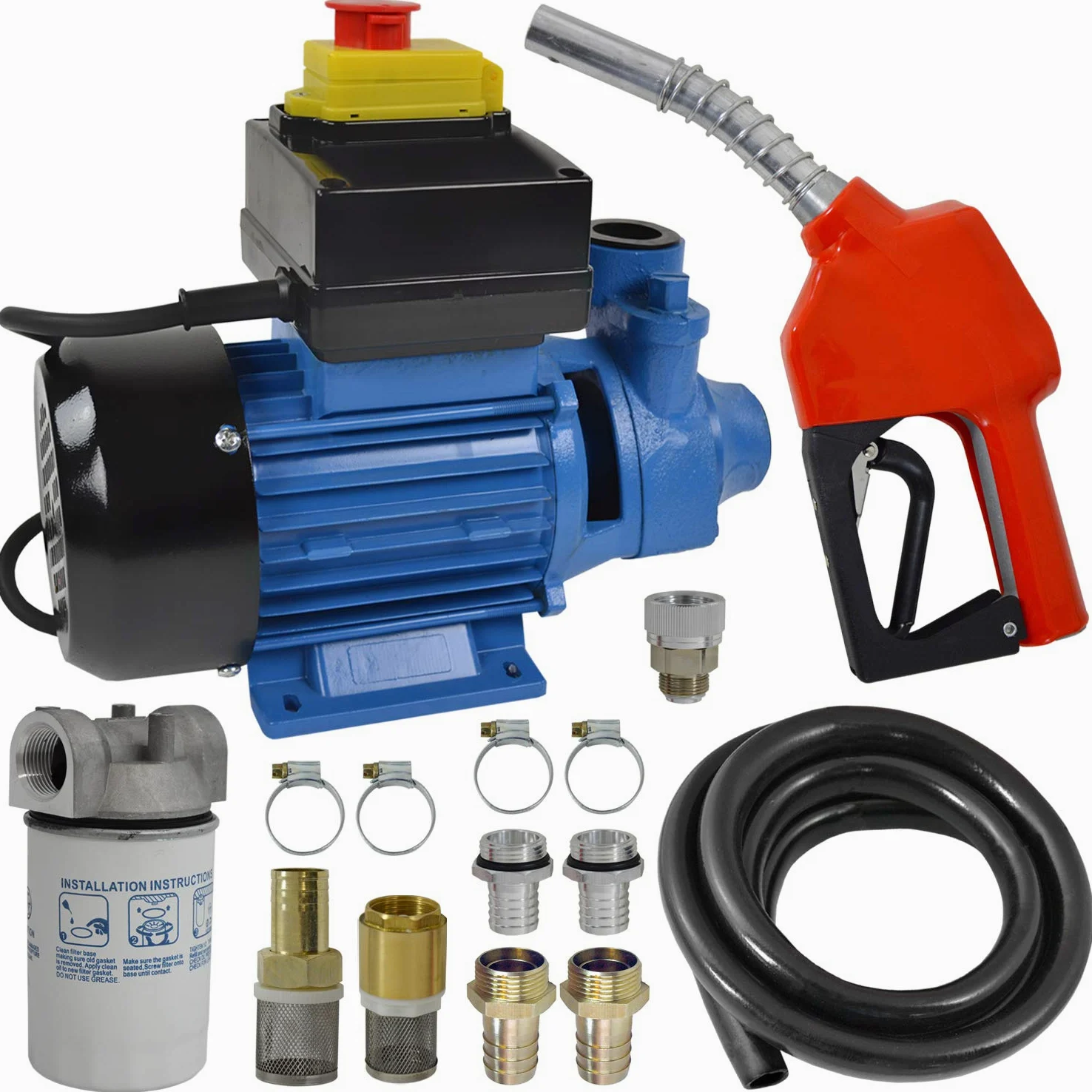 Dieselpumpe Ölpumpe Biodiesel Heizölpumpe 230V, JETZT MIT EXTRA-Ersparnis! BIODIESEL KRAFTSTOFFPUMPE 230V Elektro FASS-Pumpe mit Schlauch, Diesel-Vorfilter mit austauschbarem Filtereinsatz