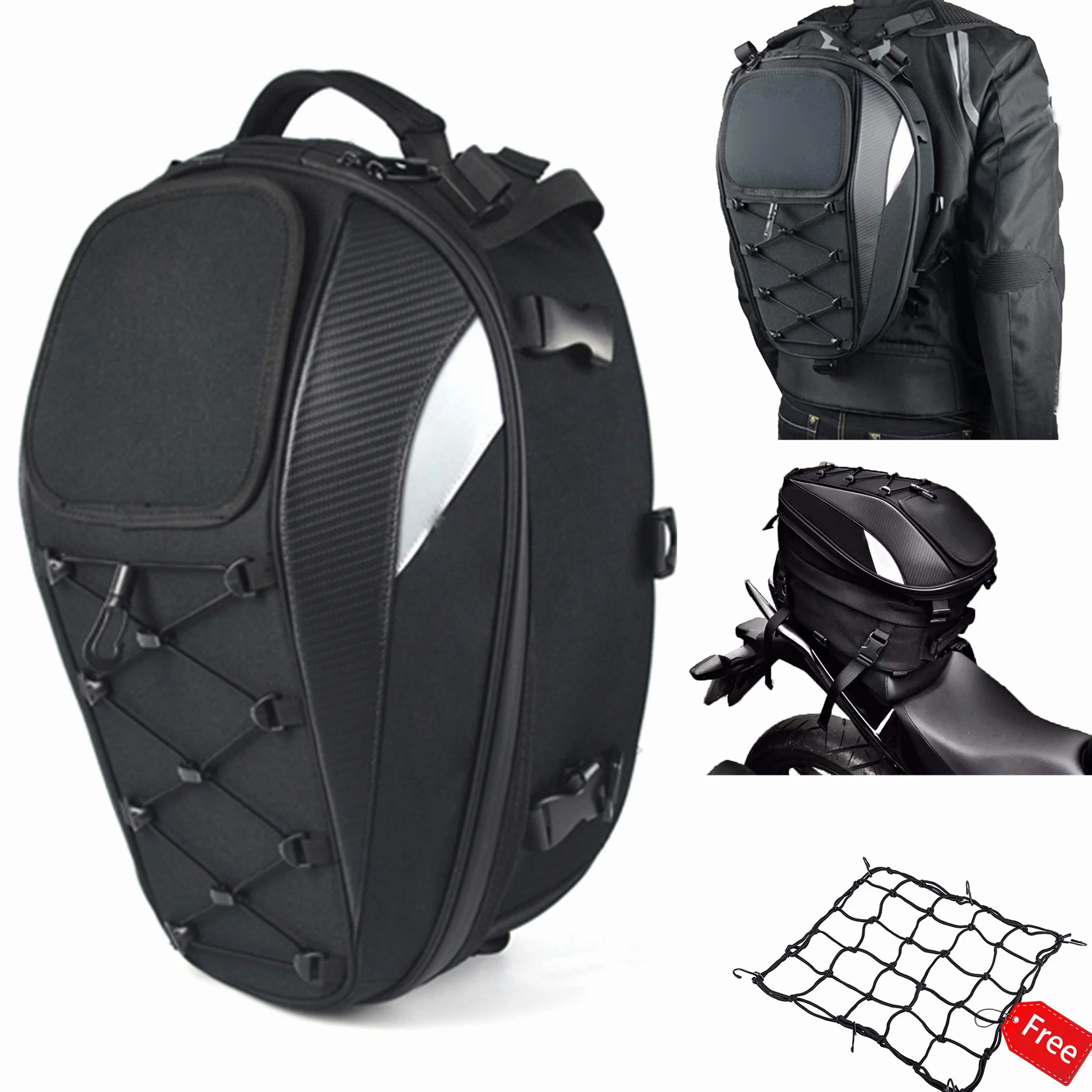 Wasserdichte Motorrad-Gepäcktaschen Universal-Satteltaschen Rucksack Integralhelm Seitentaschen