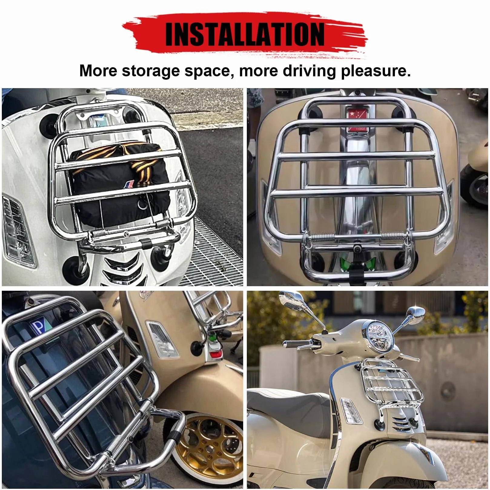 Vorderer Gepäckträger für Vespa GTS 300 125 200 250 2018-2025,PSLER Gepäckträgerregal Gepäckhalterung Motorradteile(Silber)