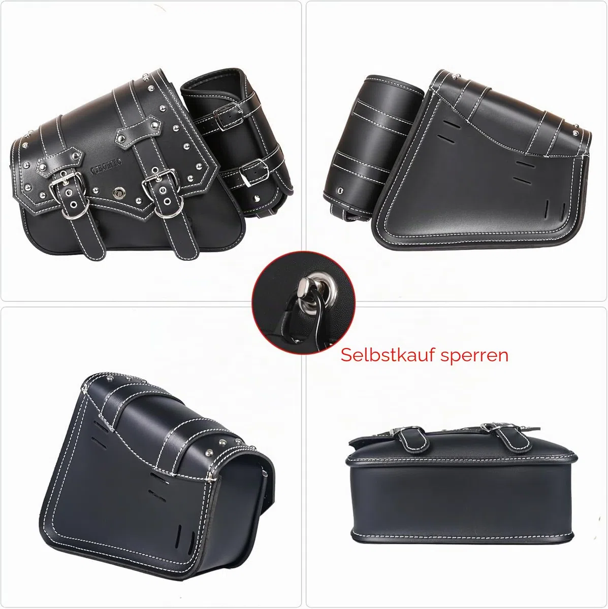 Motorrad Satteltaschen -Satteltaschen Softail PVC Leder für Harley Sportster Wasserdicht, Schwingtasche,,Universal-Aufbewahrungs seitliche werkzeugtasche für Motorrad,mit Getränkehalter (linke Seite)