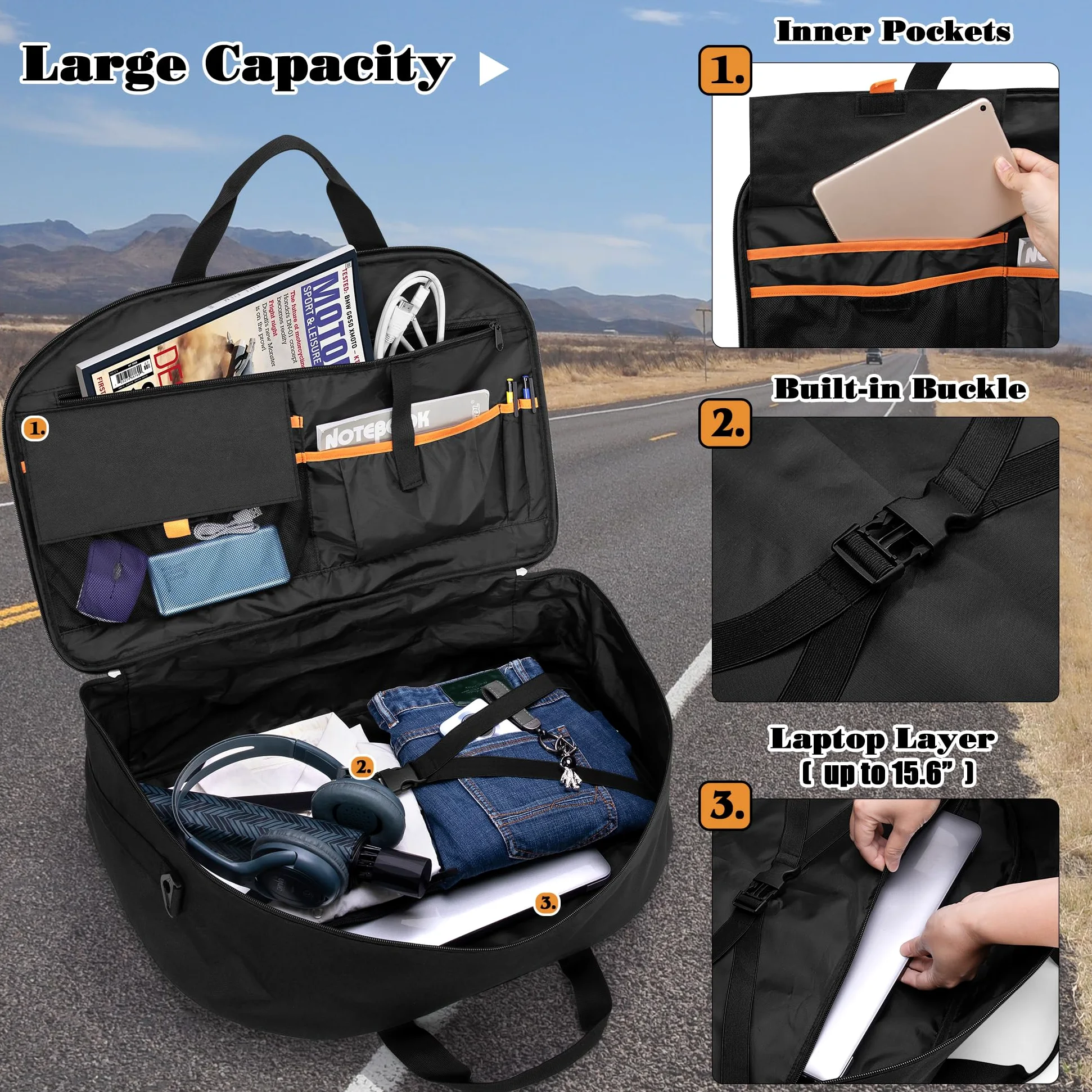 HODRANT Tour Pack Innen Tasche, Motorrad Tourenpaket Organizer Kompatibel mit Street Glide Electra Glide Road King Road Glide Touring Modellen, Gepäck Innen Tasche für Motorrad Kofferraum, NurTasche