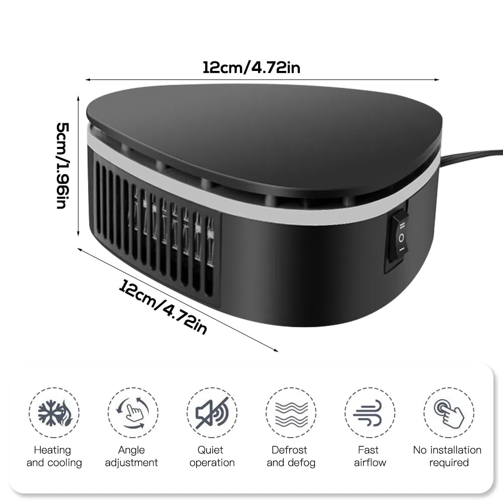 Auto Heizung, 12V/120W Heizlüfter Auto, 2 in 1 Tragbare Autoheizung Defroster, 360°Drehung Winter Auto Defroster Demister, Auto Heizlüfter mit Saugnapfhalterung, Zigarettenanzünder-Stecker