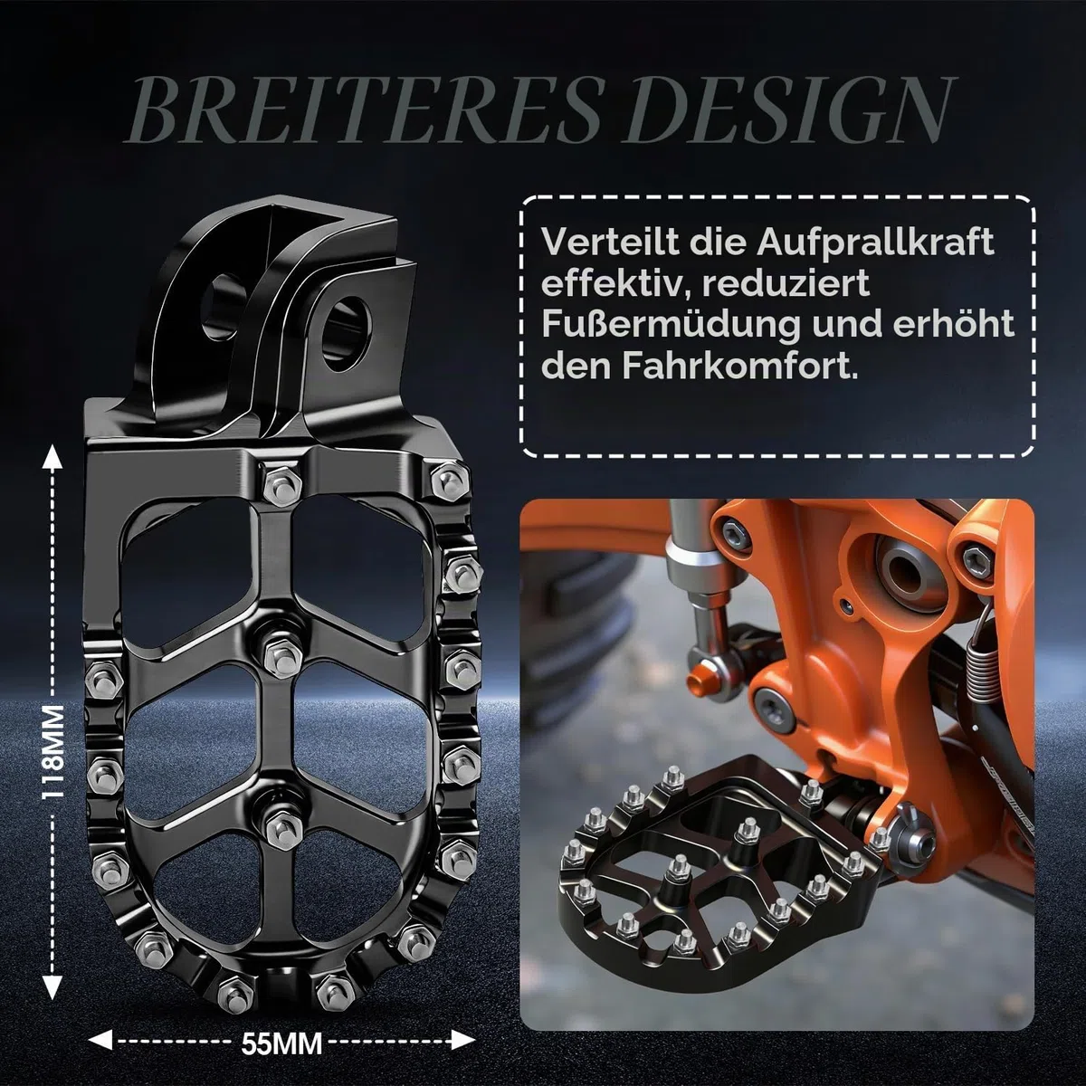 Motorrad Fußrasten für 50/65/85/125/150/250/400SX 250SXS/SXS-F/EXC/MXC/EXC-G/SX-F/EXC-F/XC/XC-F 450SX-F/EXC/XC-G/SX/SXS/SMR/EXC-G/MSX-G 525EXC/EXC-G/MXC-G/SX/SMR/XC-G Schwarz