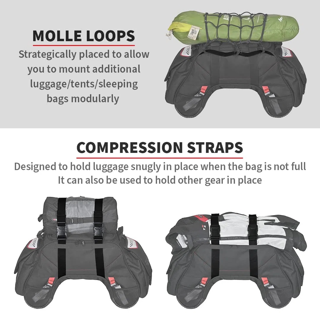 ViaTerra 100% wasserdichte ClawMini-Motorrad-Rück-/Heck-/Sitztasche (schwarz) I Universalgepäck und funktioniert auf Allen Motorrädern I Keine Modifikationen oder Sattelstütze erforderlich I Geeignet
