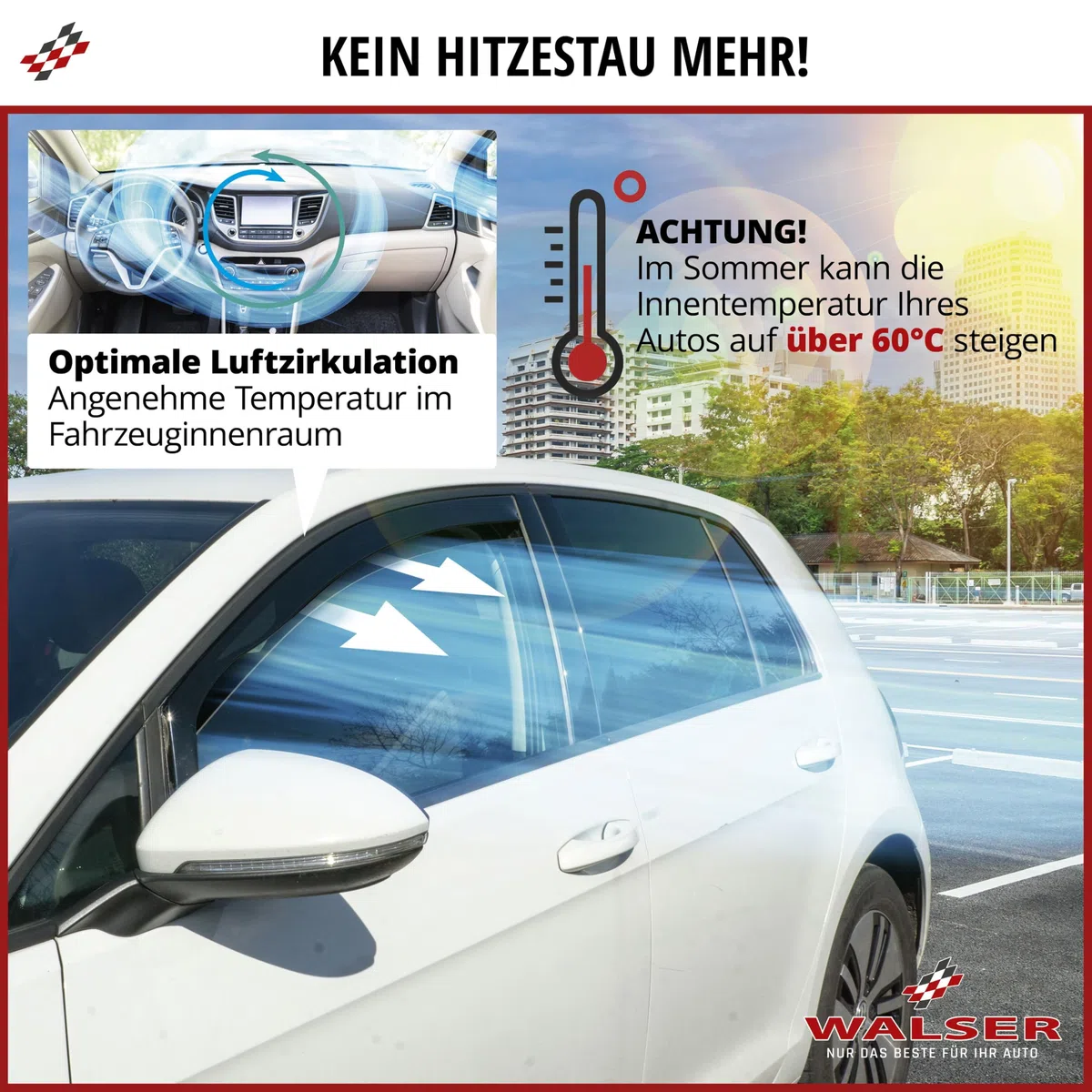 Walser Premium Auto Windabweiser für Ford Transit Courier B460 02/2014-2023, Passform Regenabweiser Set für Fahrer- und Beifahrerseite, Auto Windabweiser 2 STK.