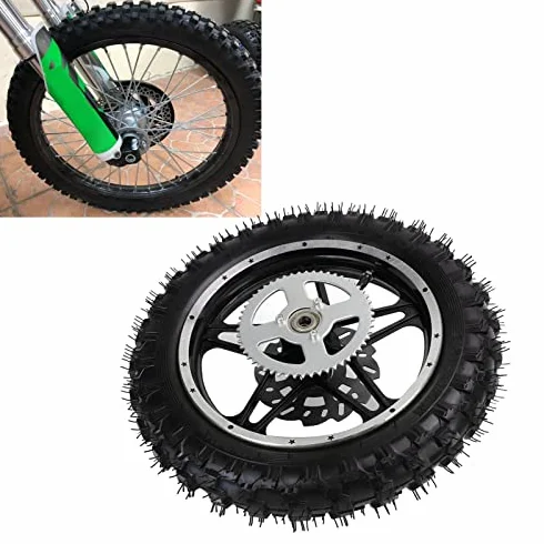Dirt Bike Hinterrad, Motorrad Hinterrad Gummi Metall 2.5-10 mit Disc Ritzel Lager Felge Reifen Montage für Mini Pit Bike