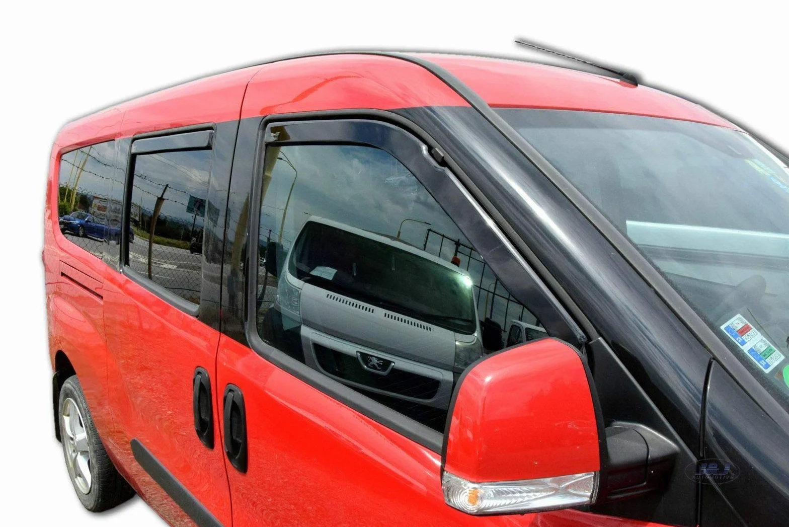J&J AUTOMOTIVE Windabweiser passend für FIAT Doblo 2 5-Türer 2010-2022 4tlg, Heko Regenabweiser Vorne Hinten Getönt Dunkel Passform