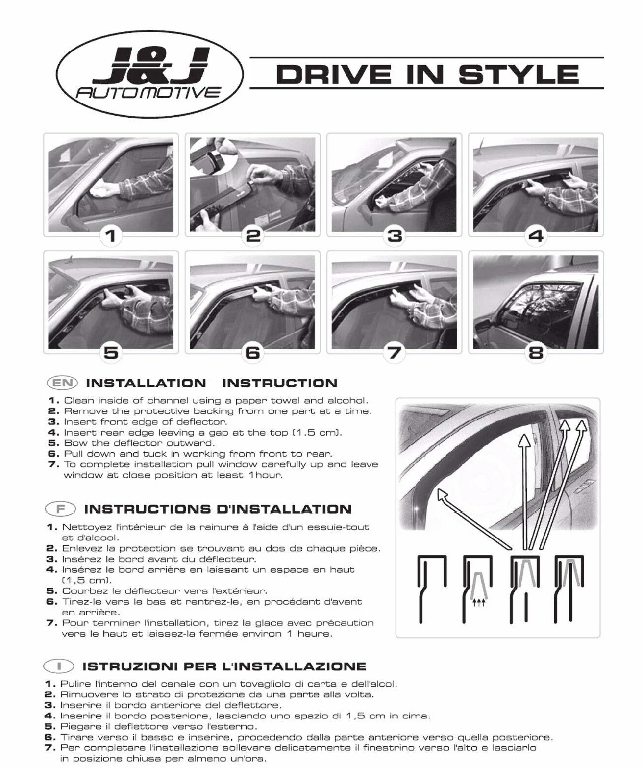 J&J AUTOMOTIVE Windabweiser passend für Skoda Fabia 2 Kombi 2007-2014 4tlg, Heko Regenabweiser Vorne Hinten Getönt Dunkel Passform