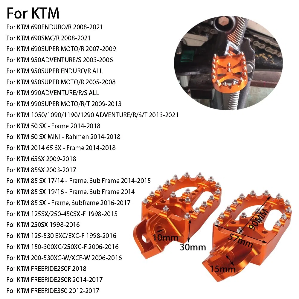 CNC ein Paar Motorrad Fußrasten Pedale breit Dirt Bike für KTM EXC EXC-F XC-F XCF-W SX-F 690 125 150 530 1050 1090 1190 1290 ADVENTURE ENDURO SMC für BETA For HUSQVARNA