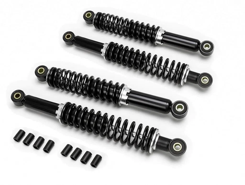 Stoßdämpfer Set schwarz 310mm + 340mm passend für Simson Schwalbe KR51, Star, Habicht, Sperber – 5-fach verstellbar, hydraulisch gedämpft